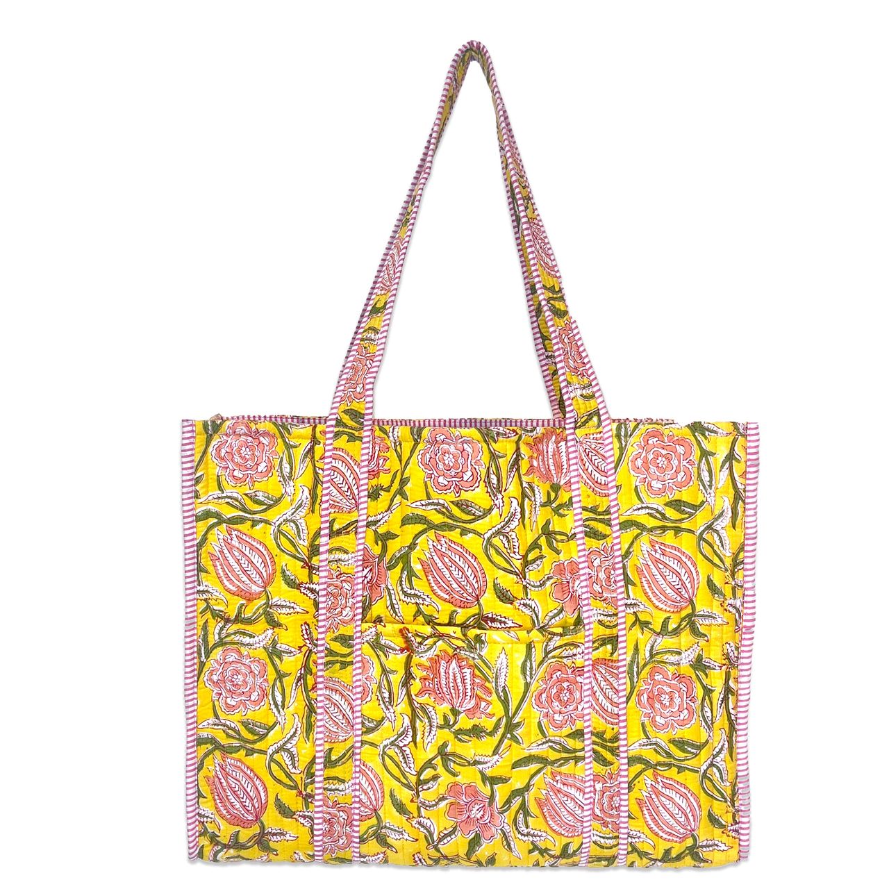 Quilted Tote Bag (Bright Dahlias)