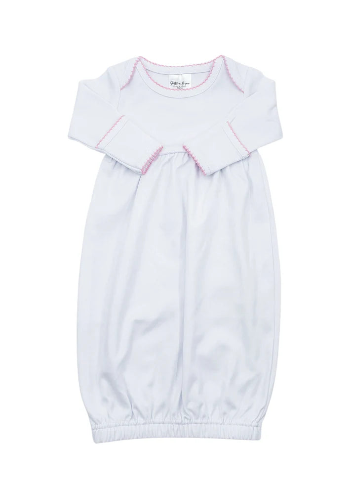 Picot Trim Knit Gown (Pink Trim)