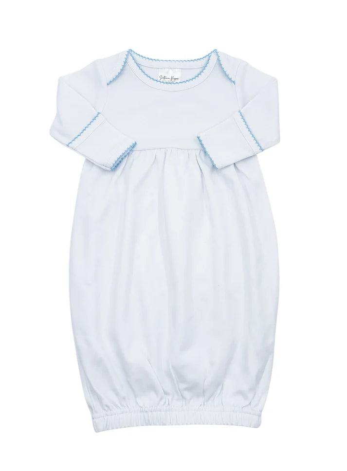 Picot Trim Knit Gown (Blue Trim)