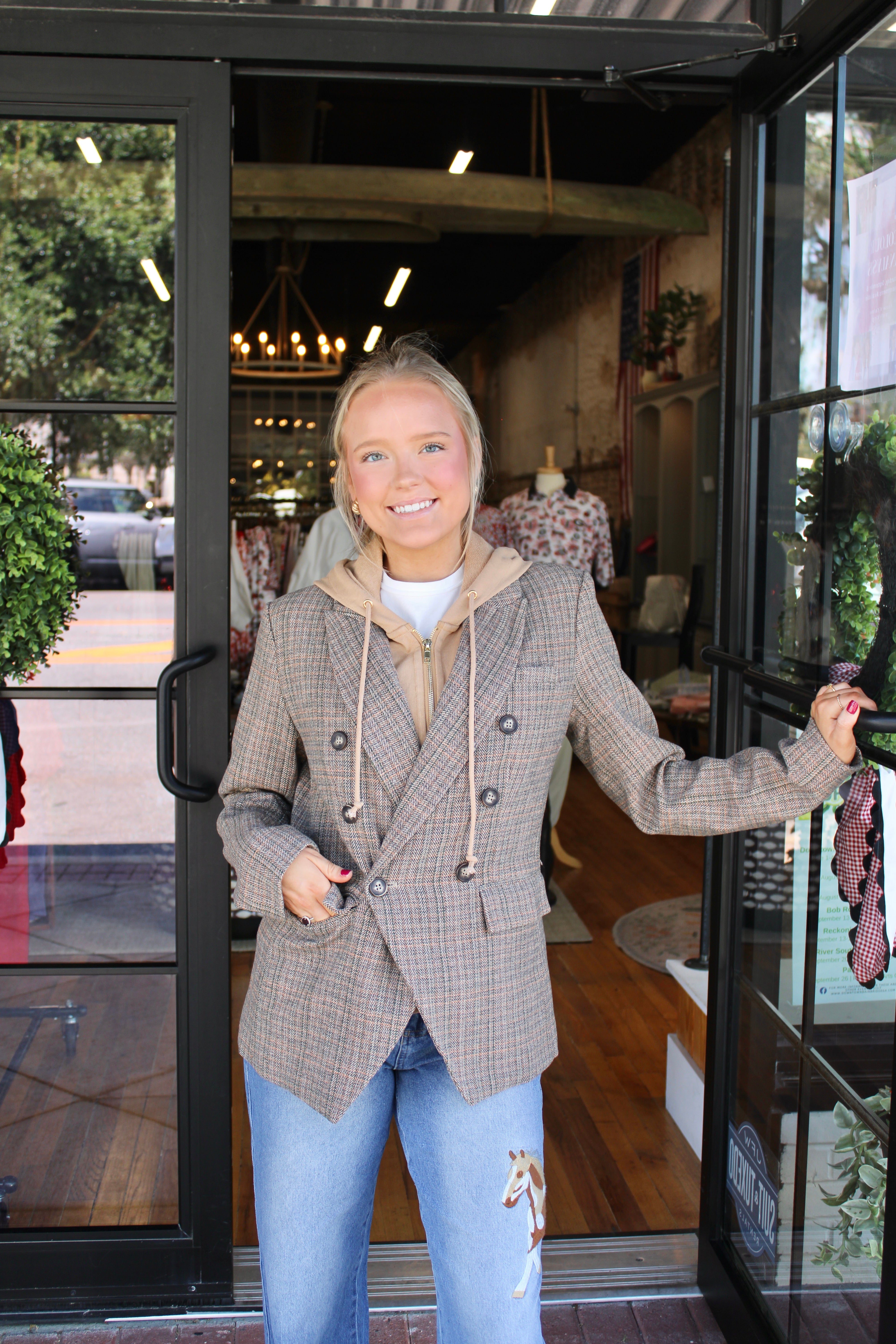 Herringbone Hooded Coat