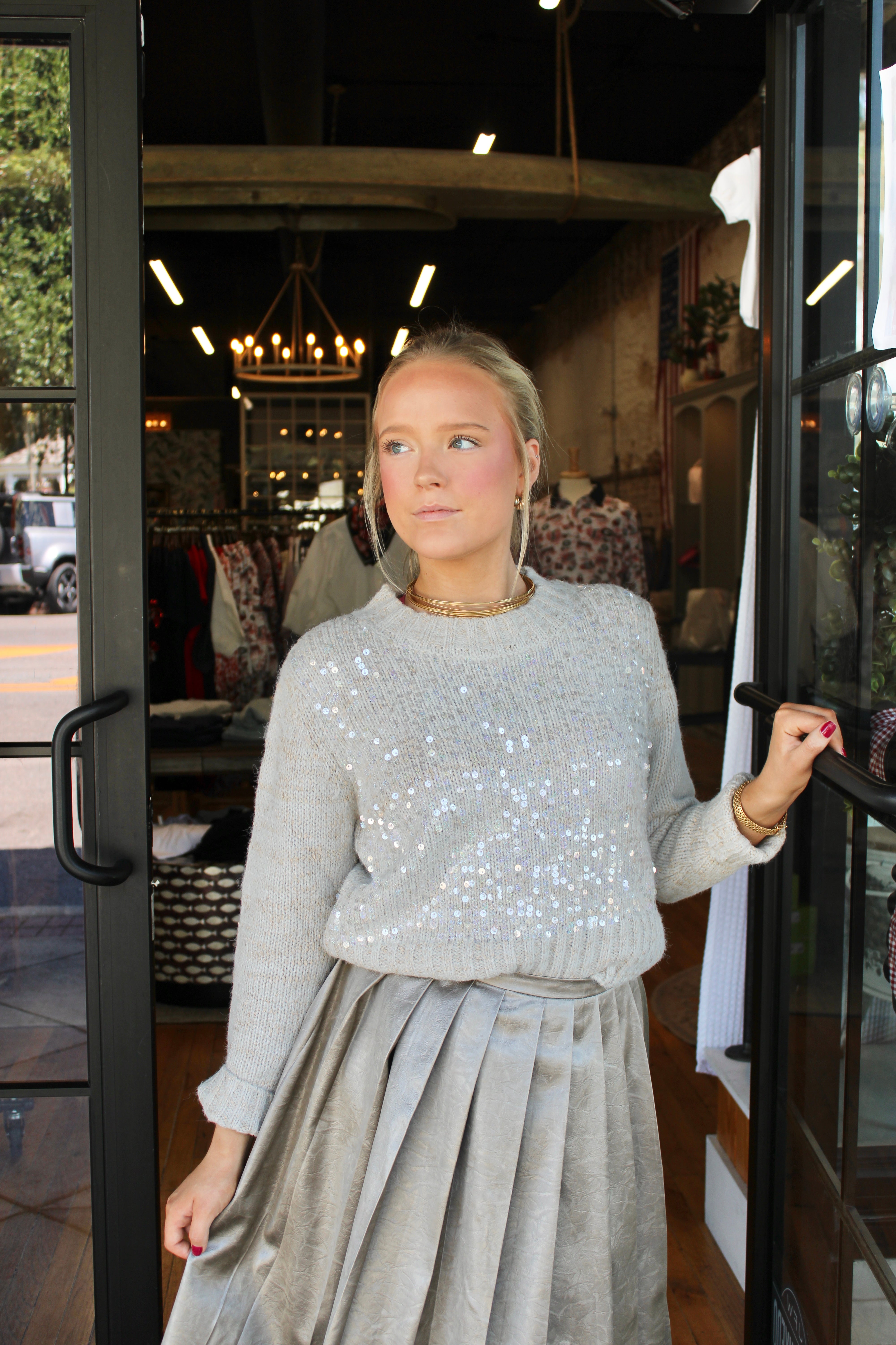 Sequin Sweater (Glacier Gray)