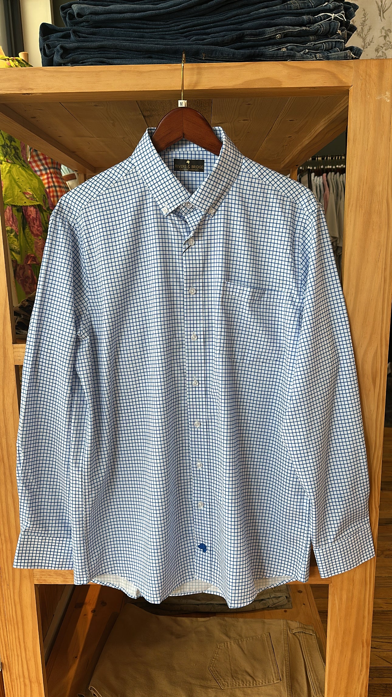 Rivers & Bridge - Button Down (Blue Windowpane)
