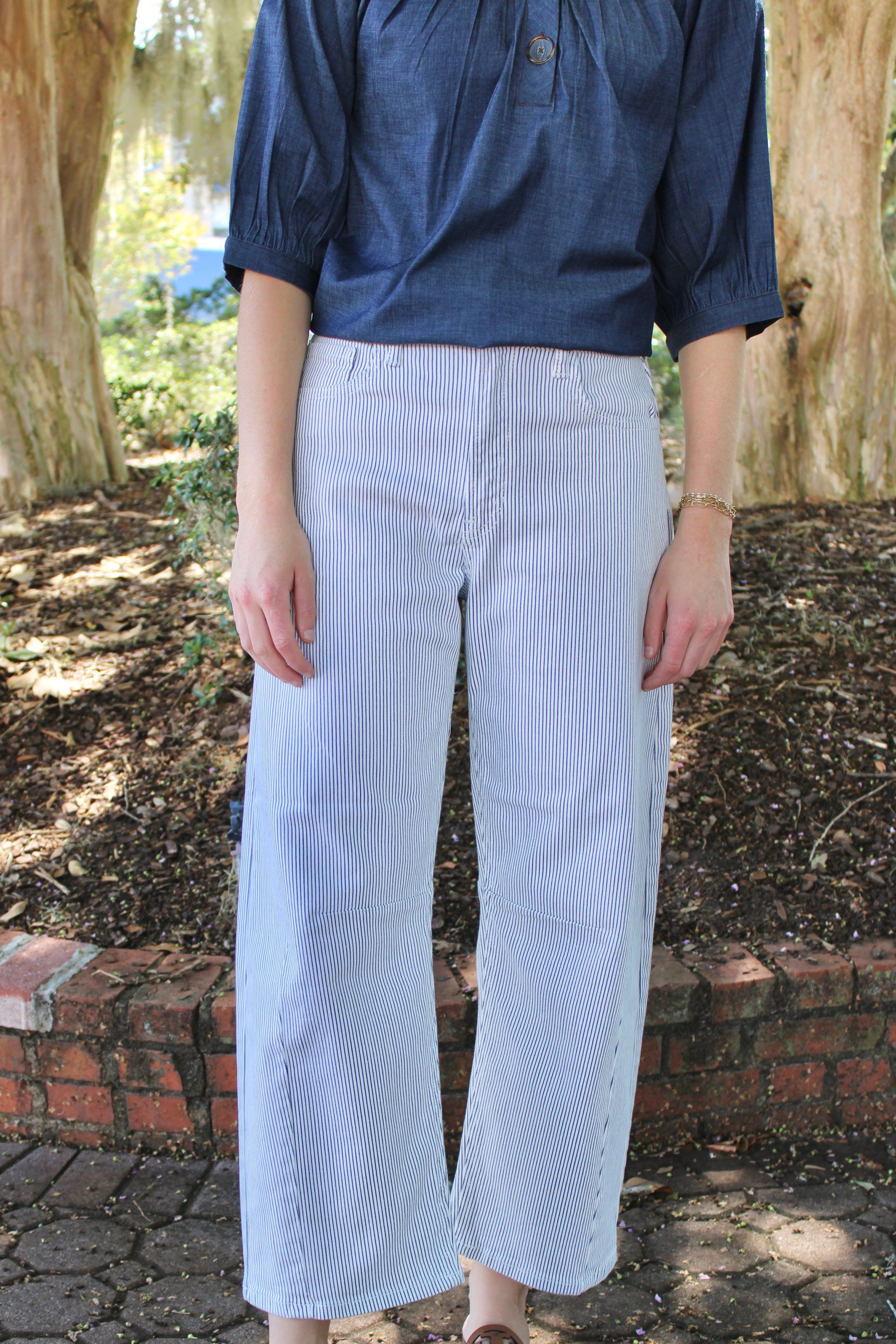 Just Black Denim - Stripe Barrel Jean (Navy)