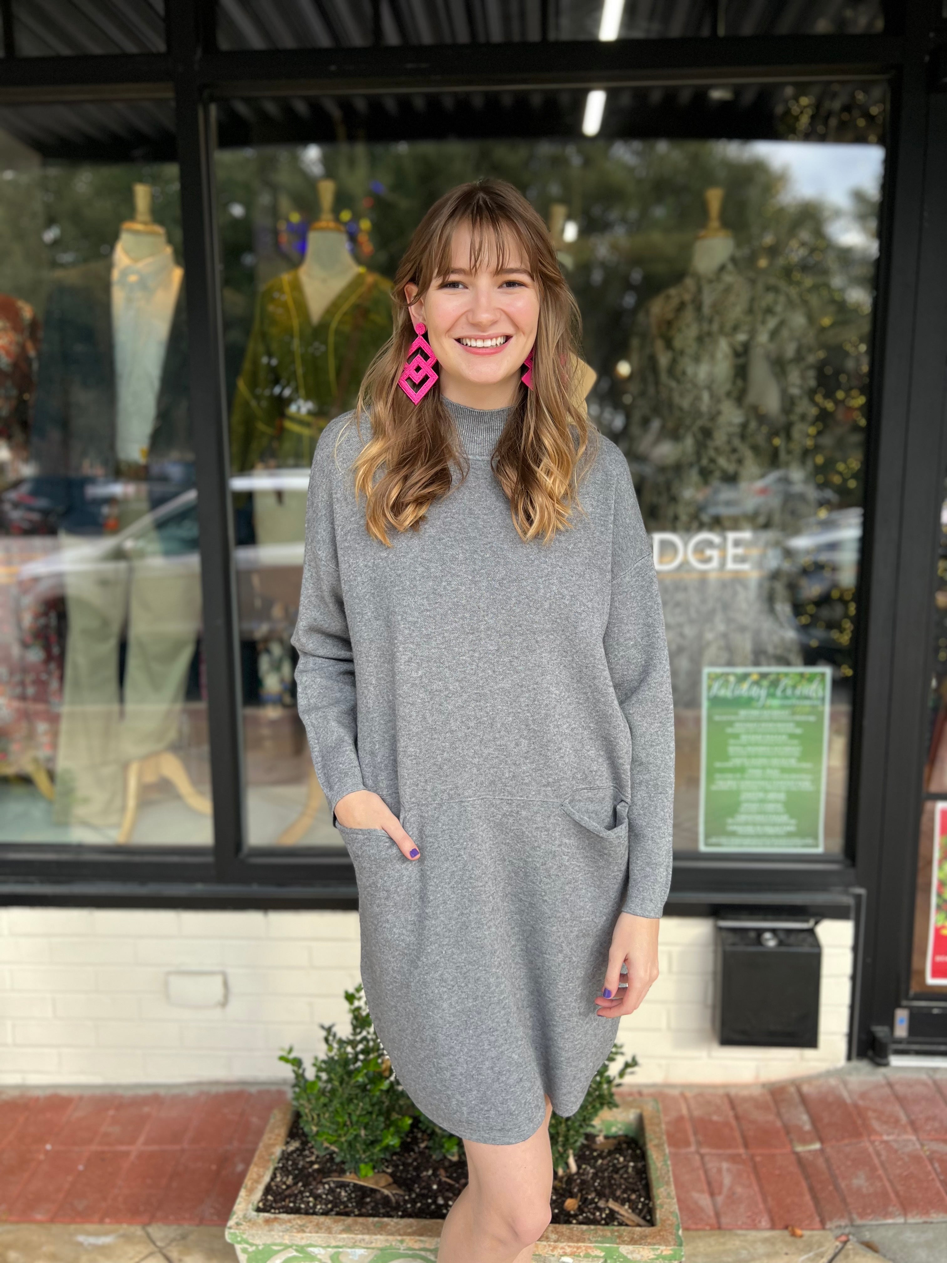 The Harper Sweater Dress -Grey