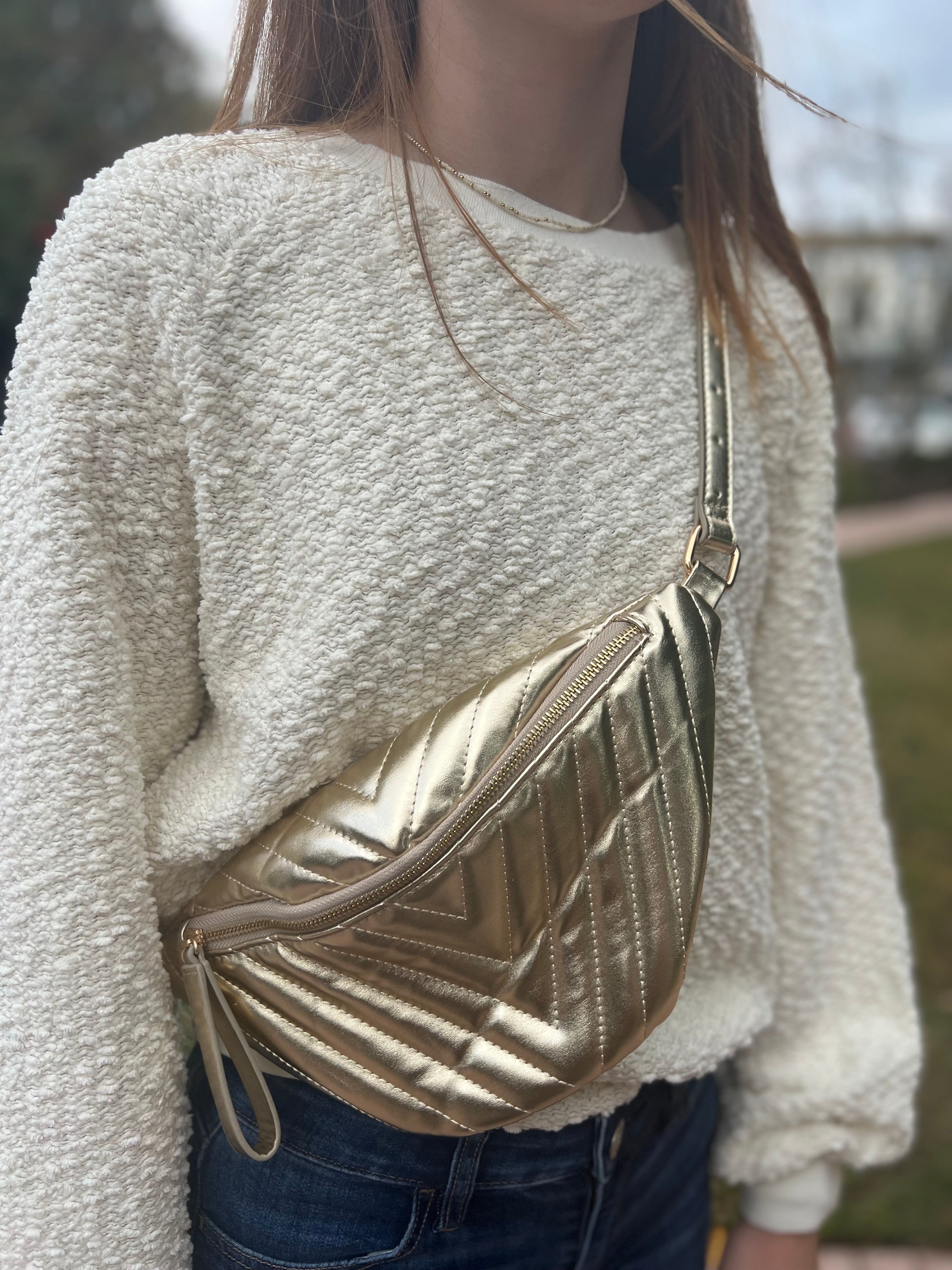 The Charlotte Quilted Belt Bag - Gold