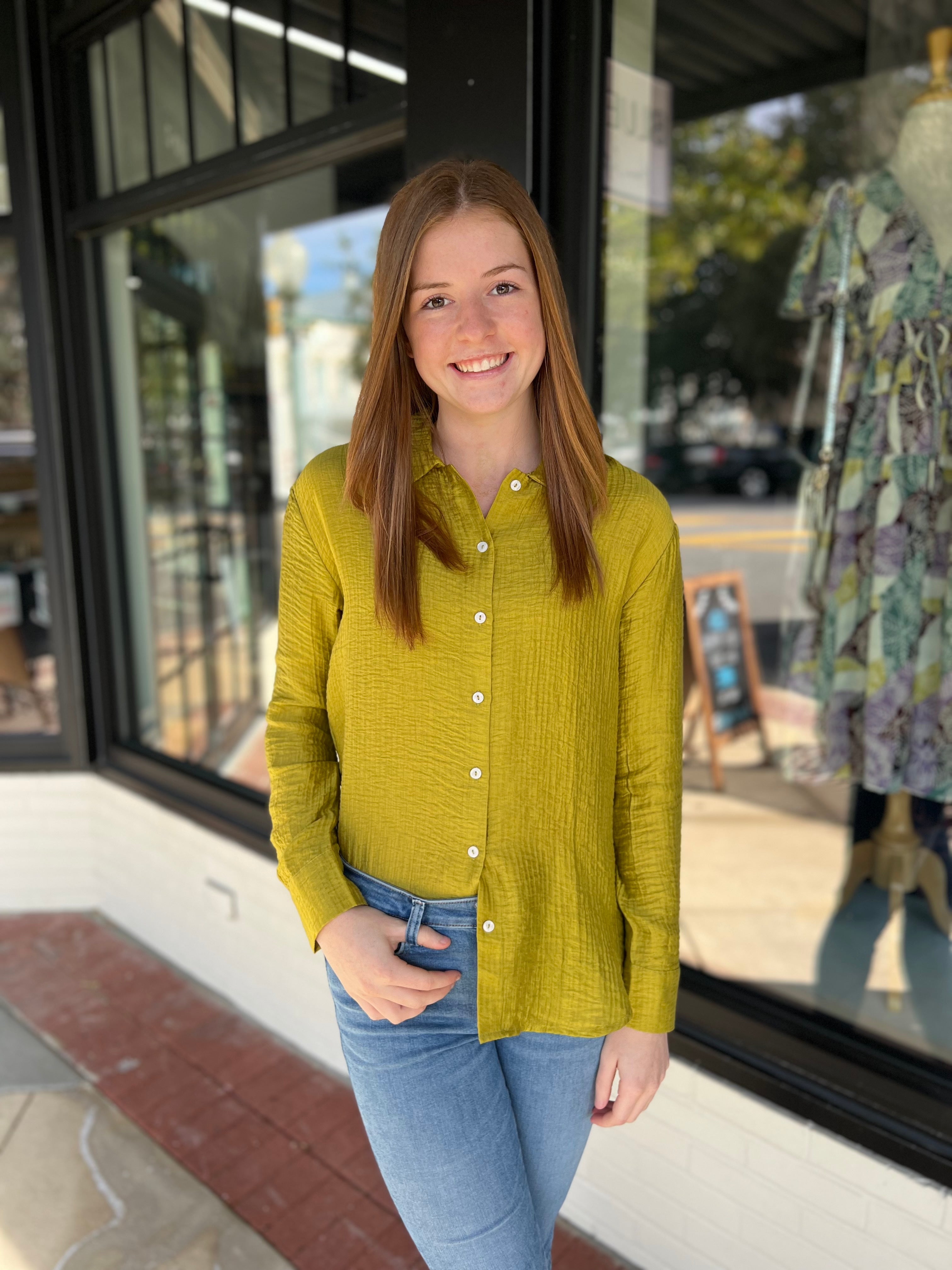 The Margot Button Down (Chartreuse)