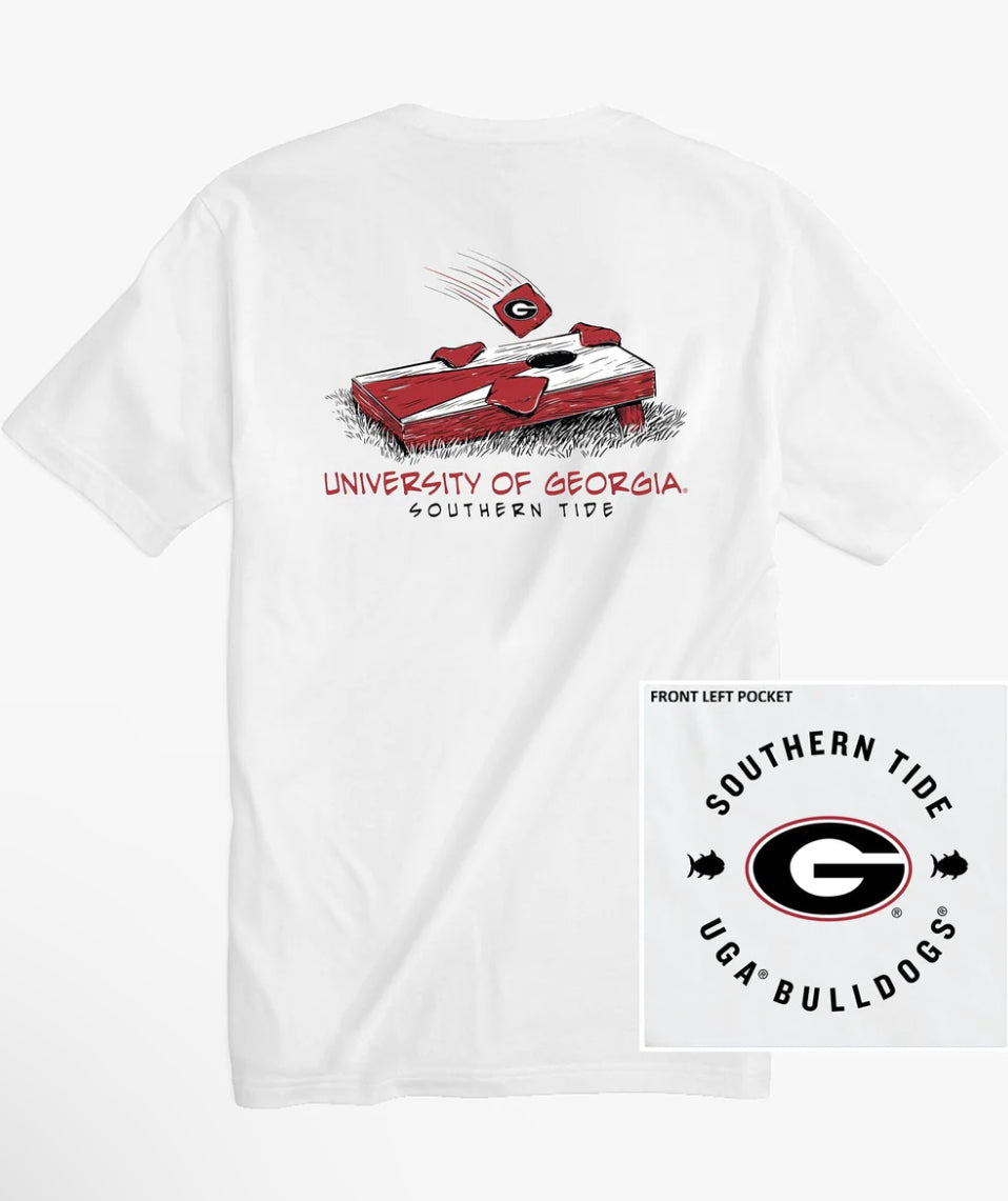 Georgia Oval G Bulldogs Cornhole T-Shirt -Classic White