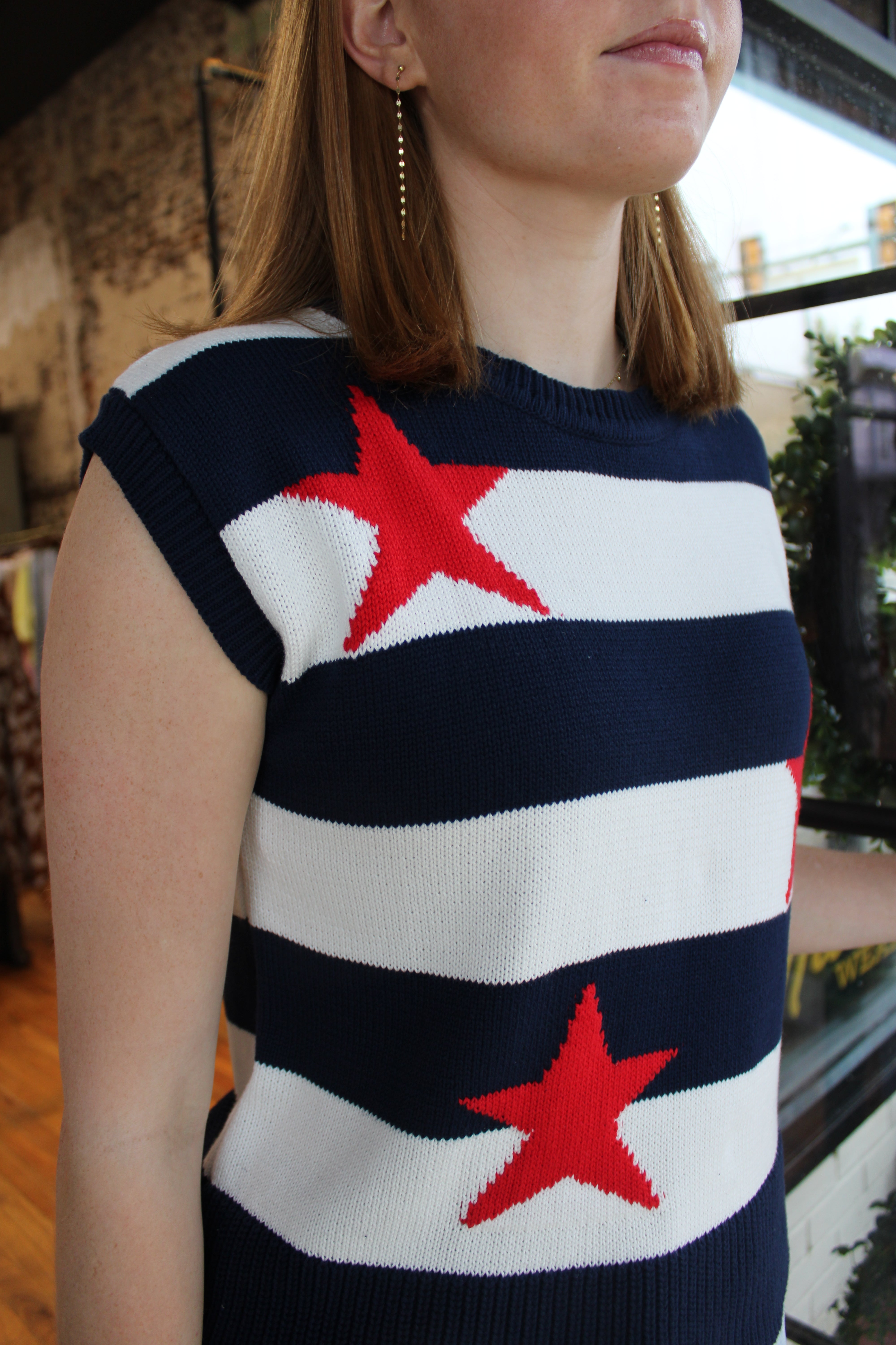 Betty Top - Navy/White