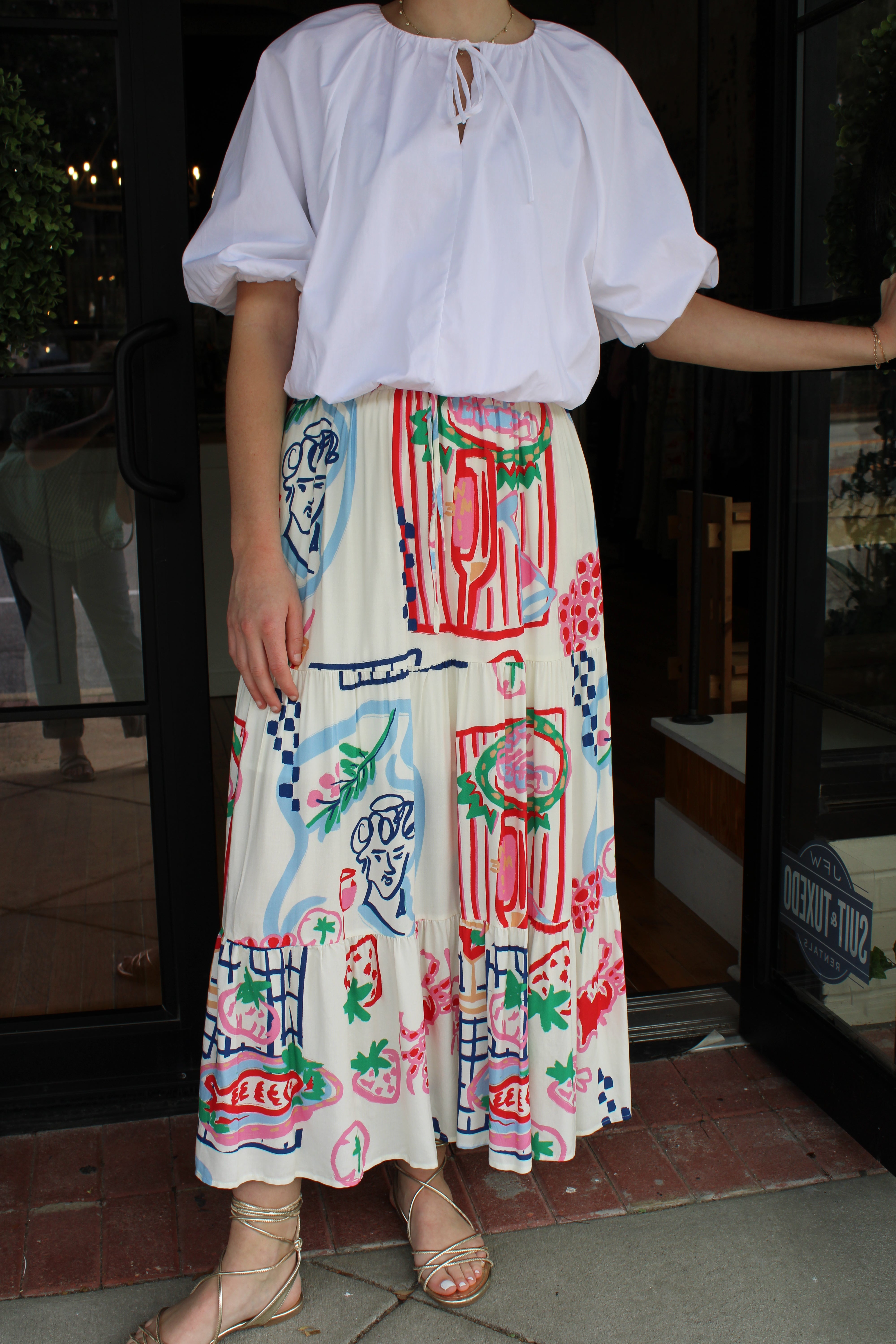 Miranda Skirt (White/Red)