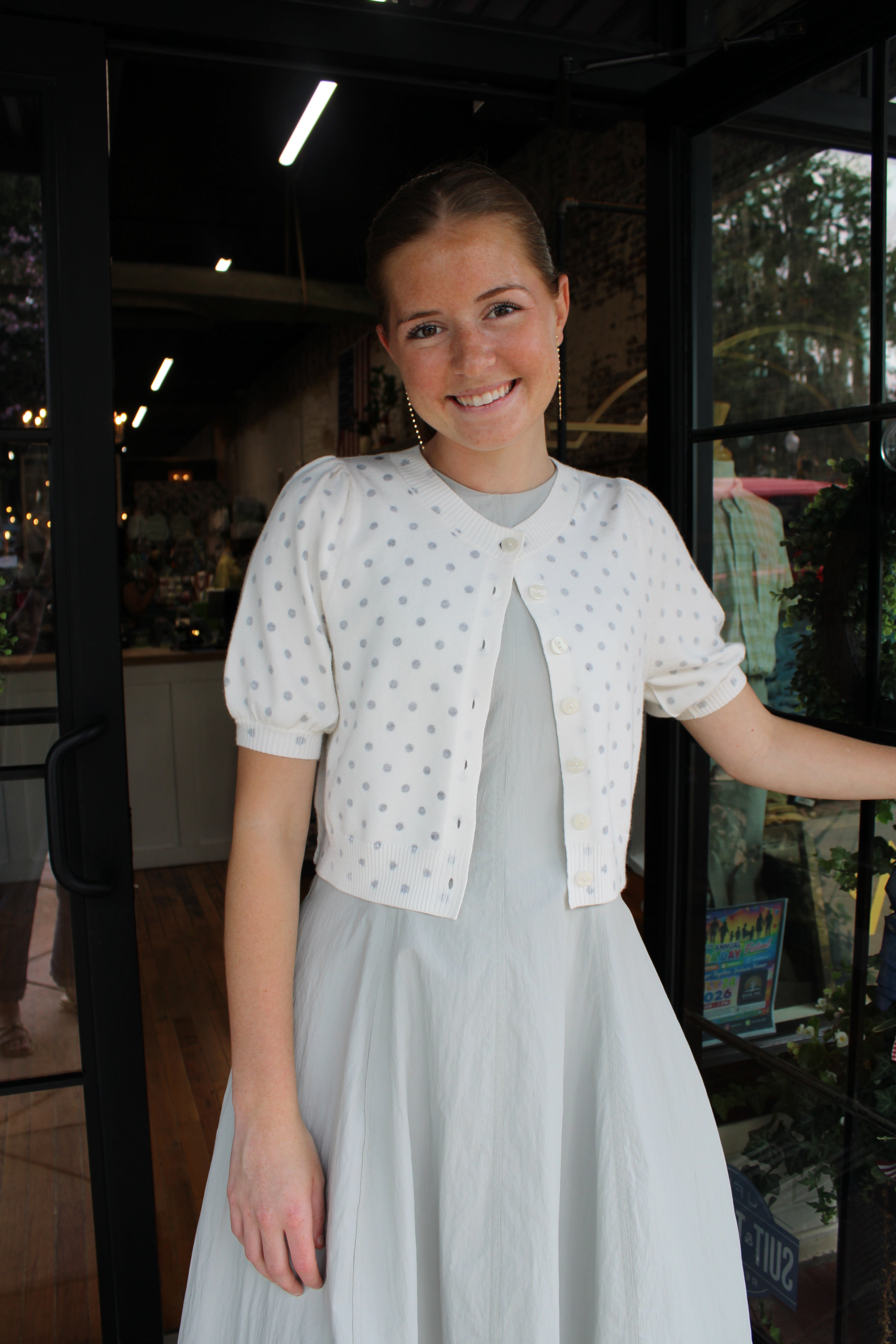 Dottie Top - Gray Polka Dot