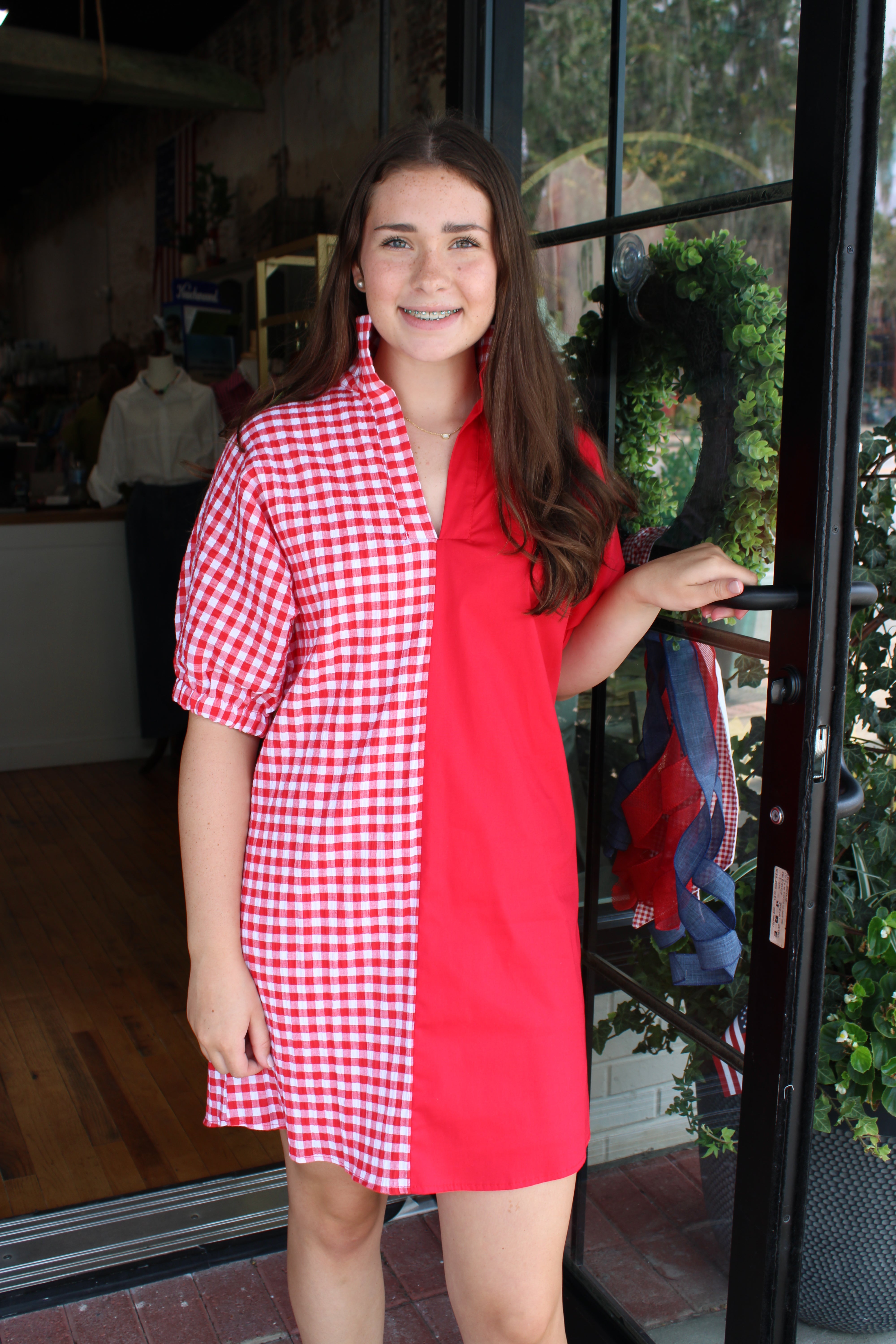 Charlotte Dress - Red Multi Gingham