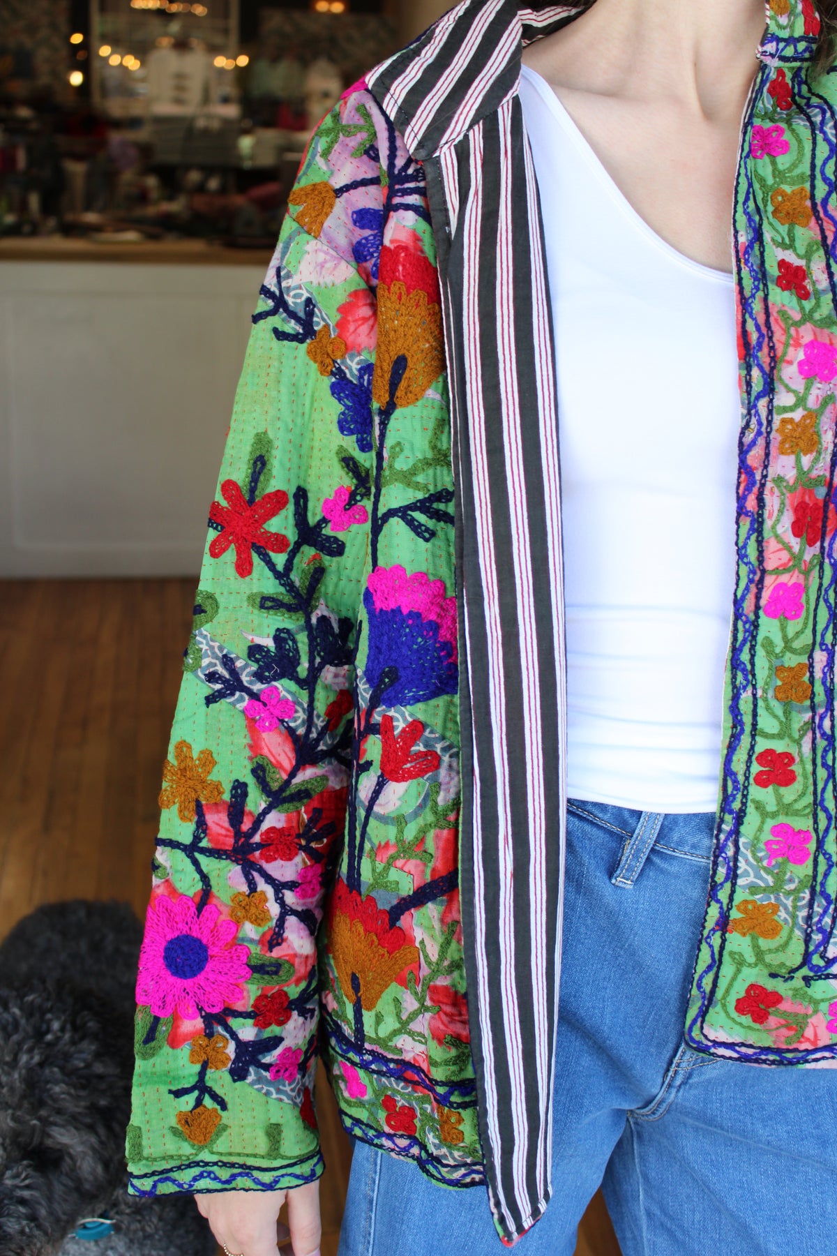 Embroidered Sari Floral Jacket