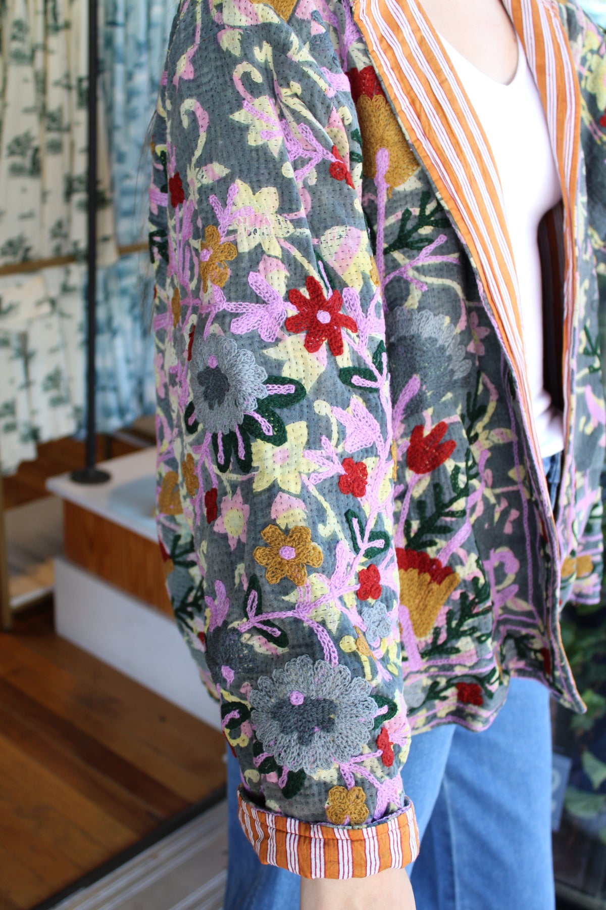 Embroidered Sari Floral Jacket