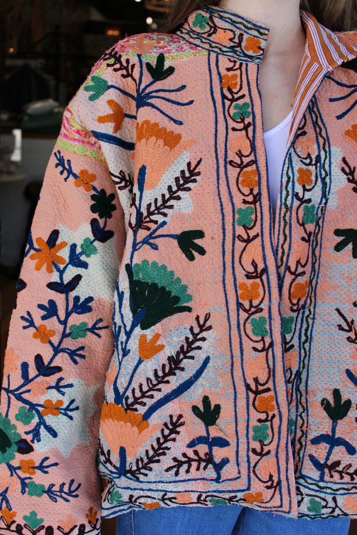 Embroidered Sari Floral Jacket