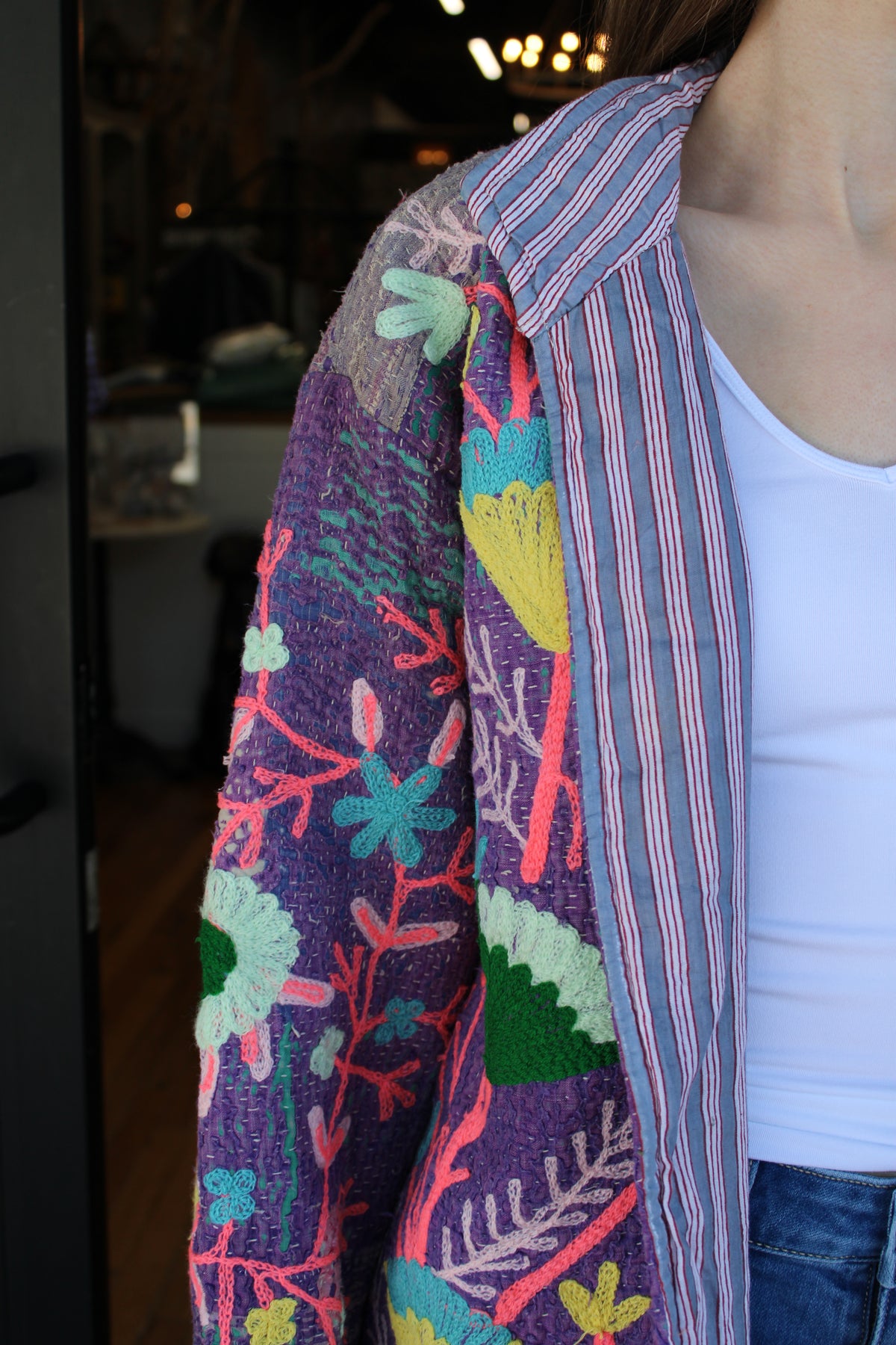 Embroidered Sari Floral Jacket