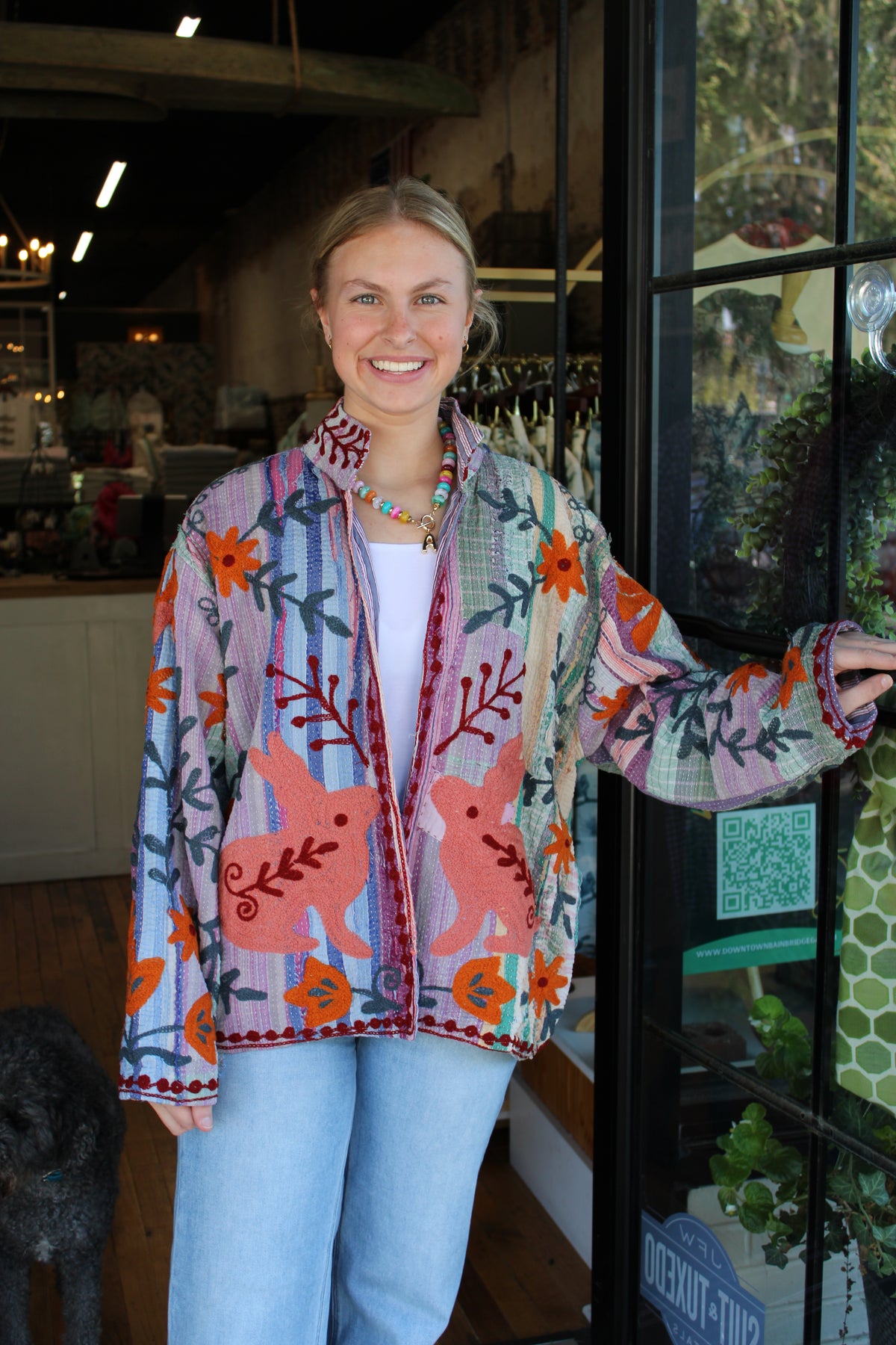 Embroidered Sari Rabbit Jacket