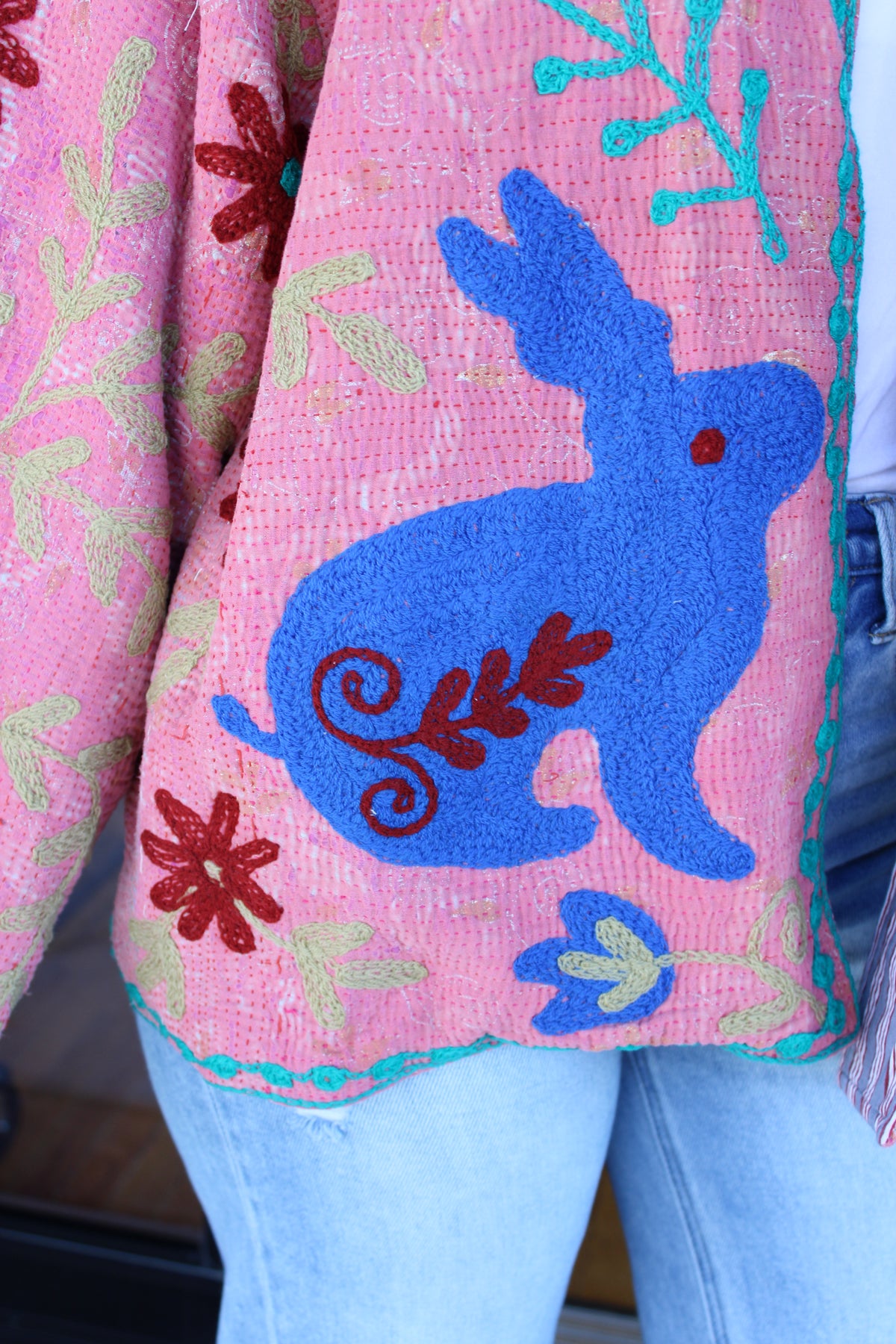 Embroidered Sari Rabbit Jacket