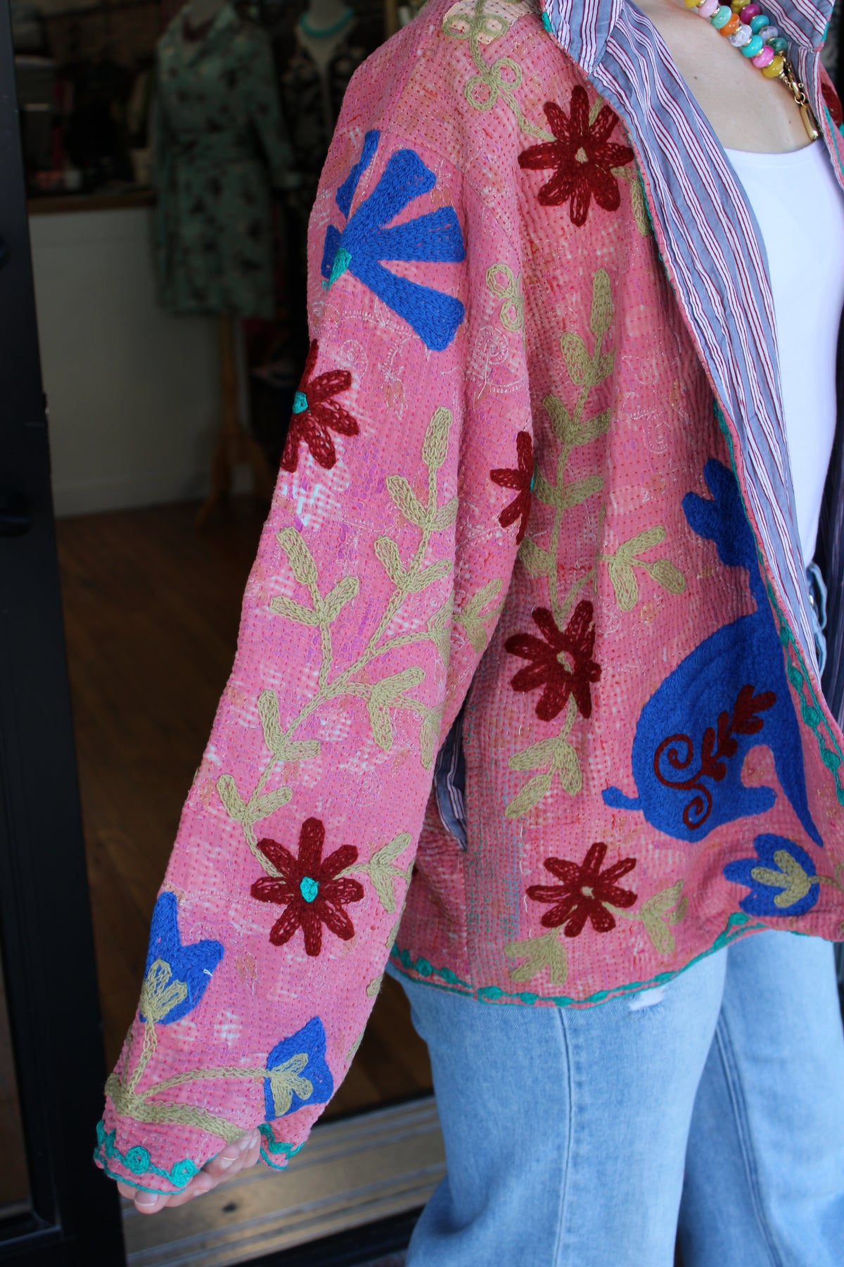 Embroidered Sari Rabbit Jacket
