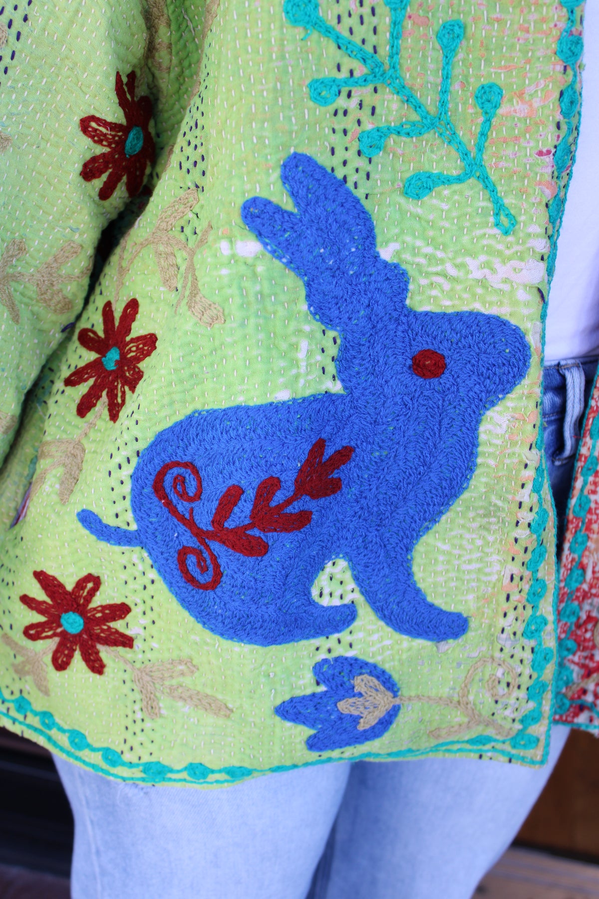 Embroidered Sari Rabbit Jacket