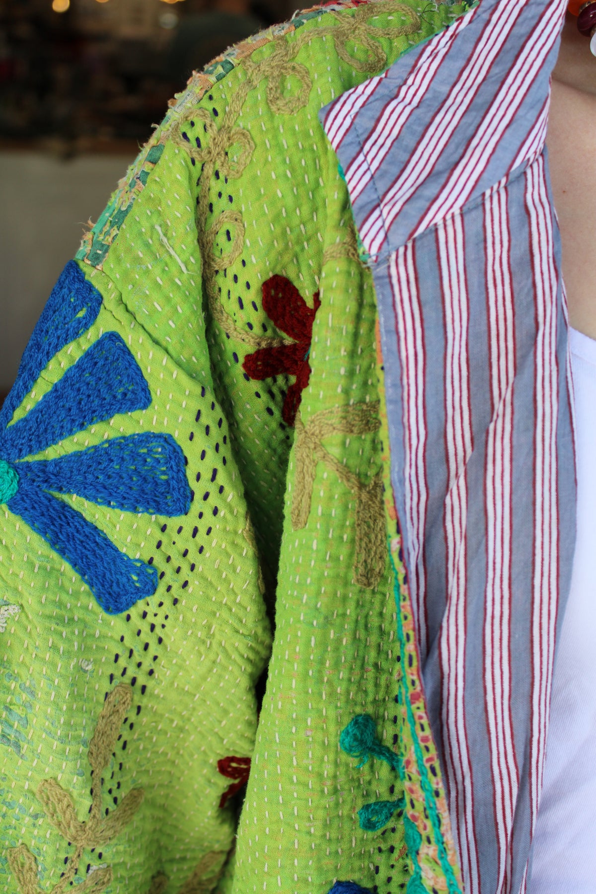 Embroidered Sari Rabbit Jacket