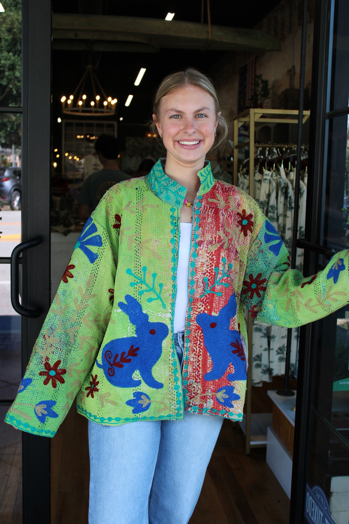 Embroidered Sari Rabbit Jacket
