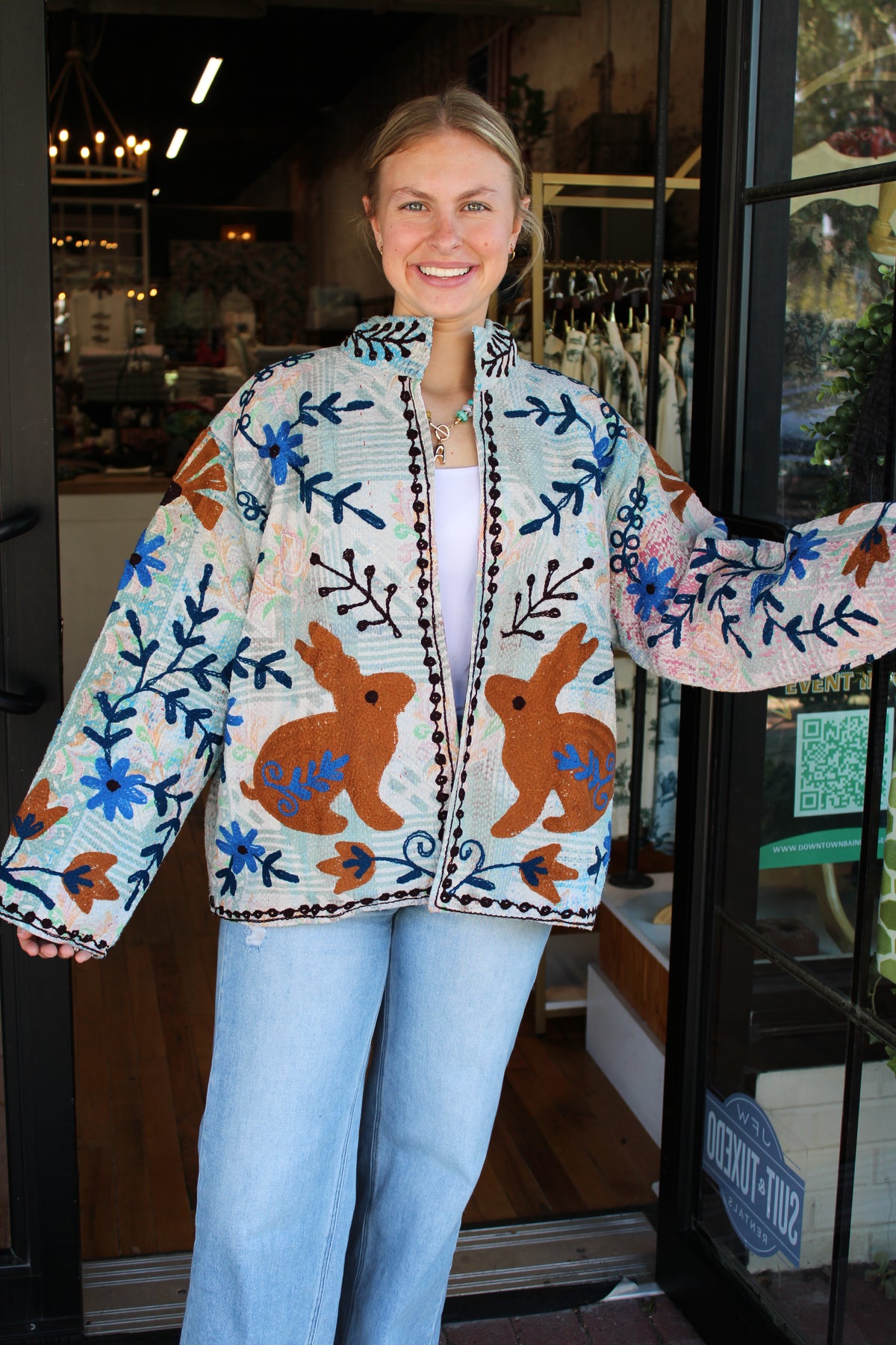 Embroidered Sari Rabbit Jacket