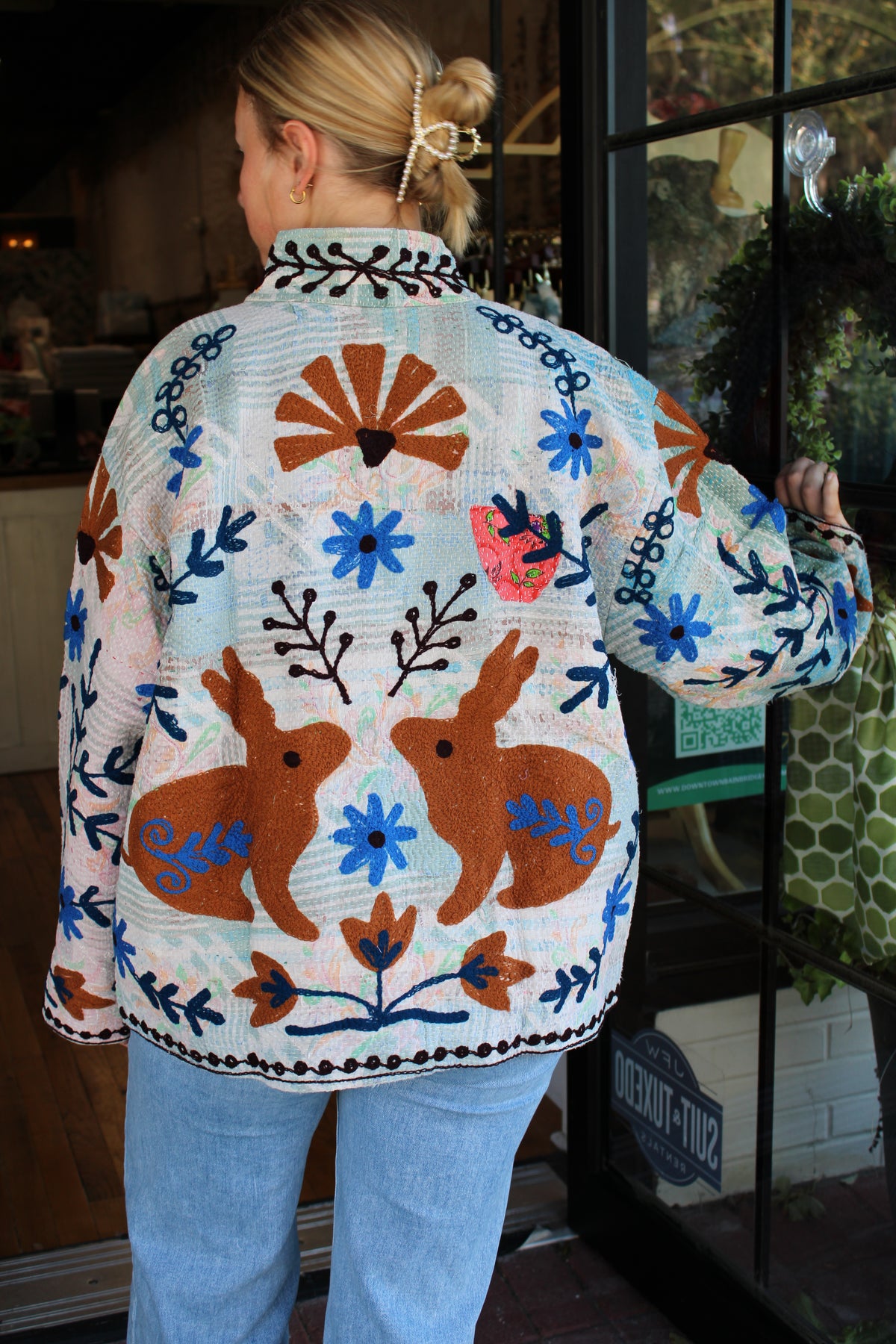 Embroidered Sari Rabbit Jacket