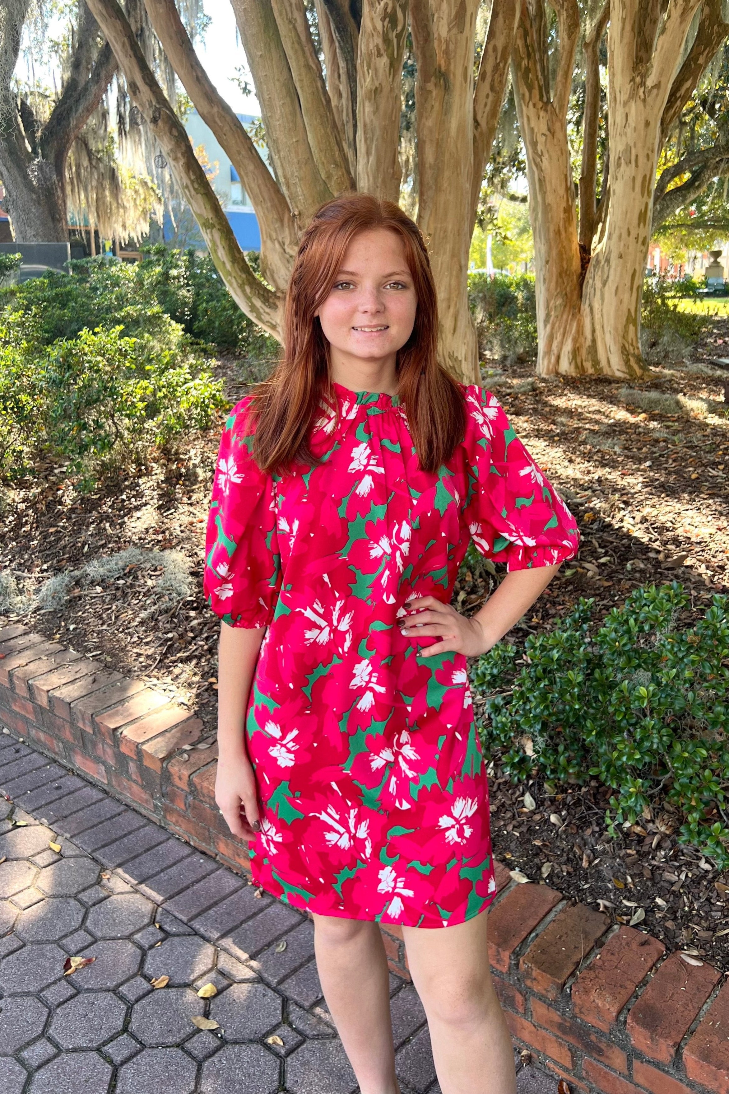 The Libby Dress (Pretty Poinsettias) FINAL SALE