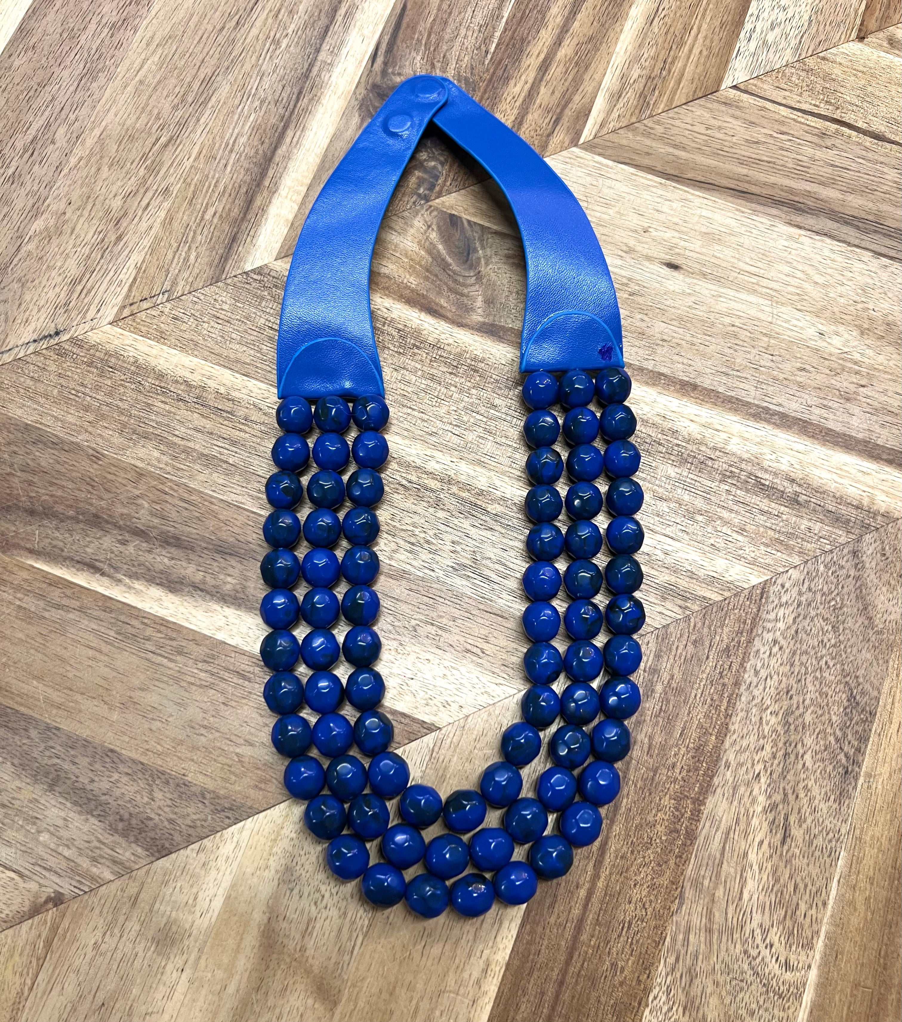 Marble Bead Necklace (Blue)