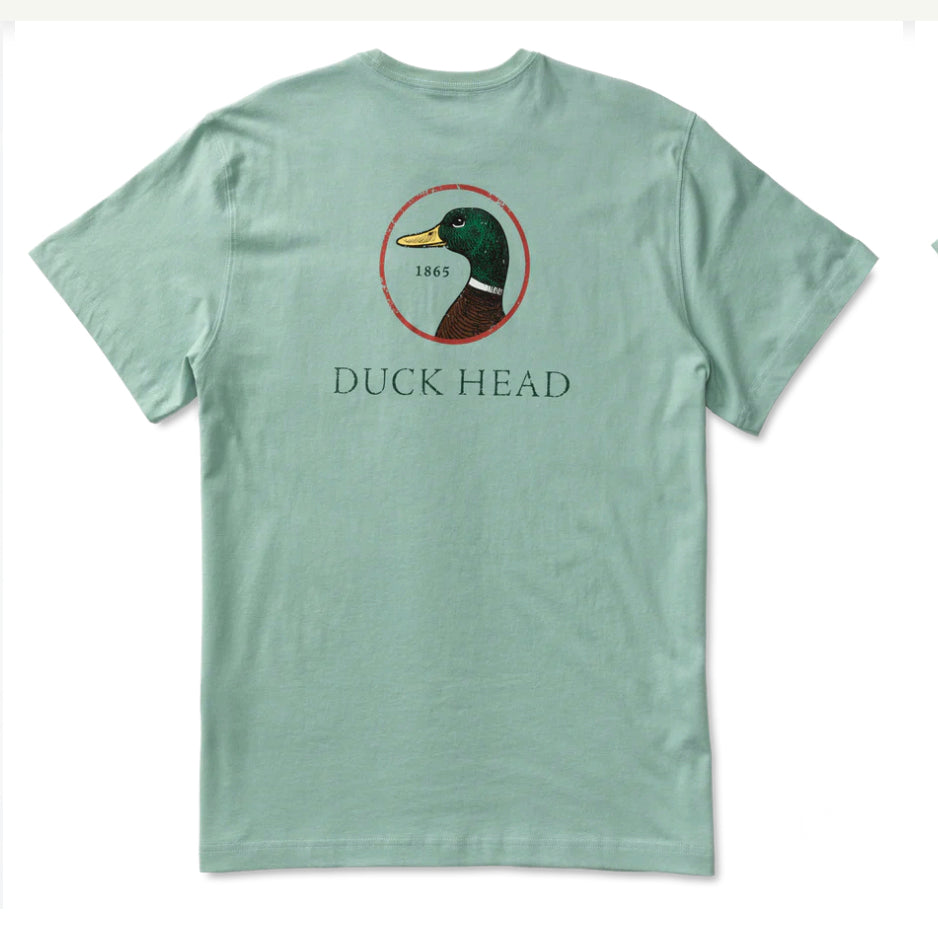 Duck Head Distressed Logo Short Sleeve T-Shirt -Blue Frost