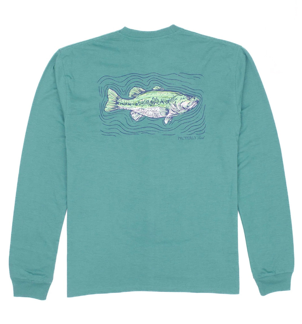 Properly Tied Spotted Bass LS Tee -Teal