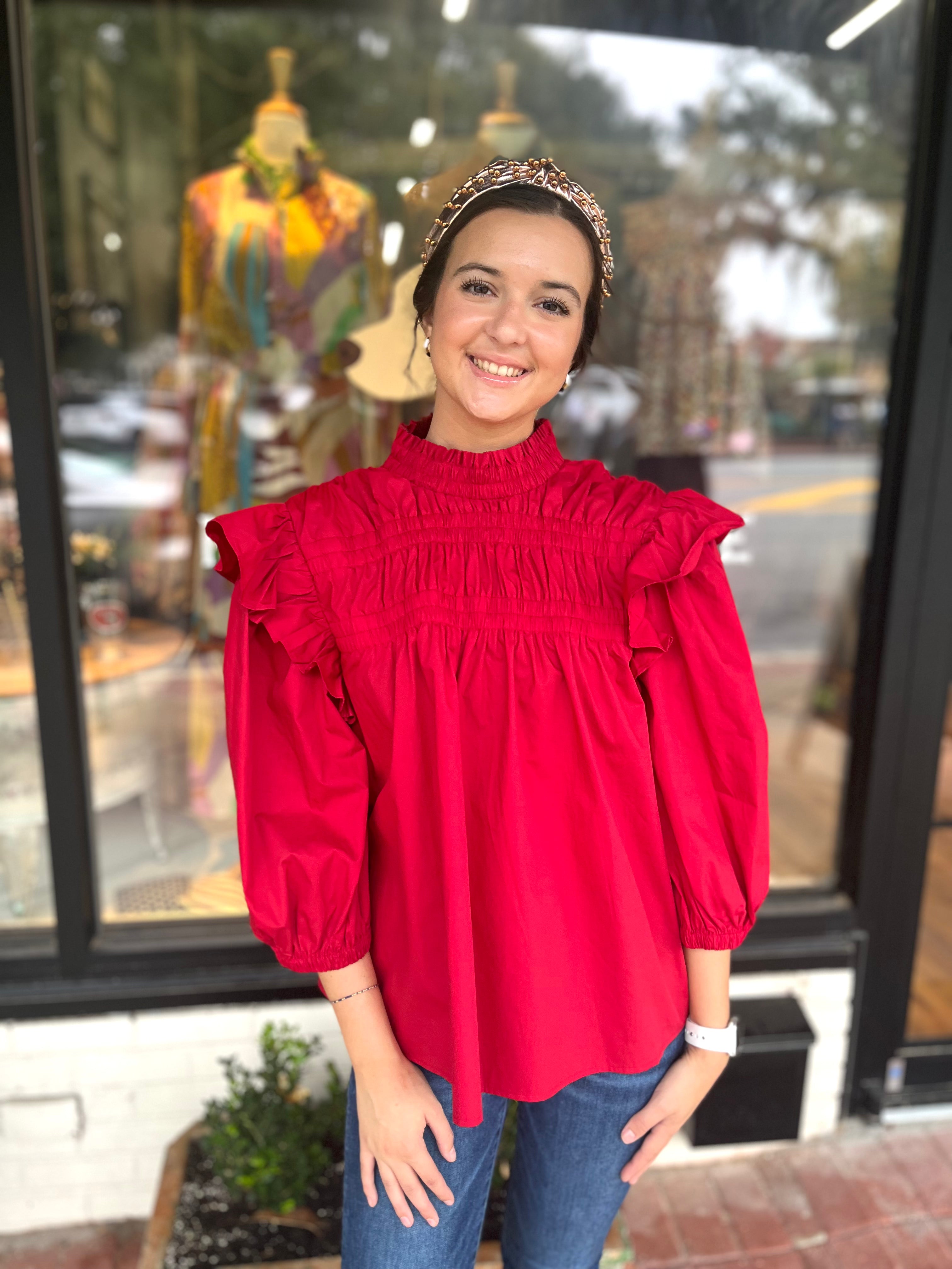 The Aurora Blouse -Red