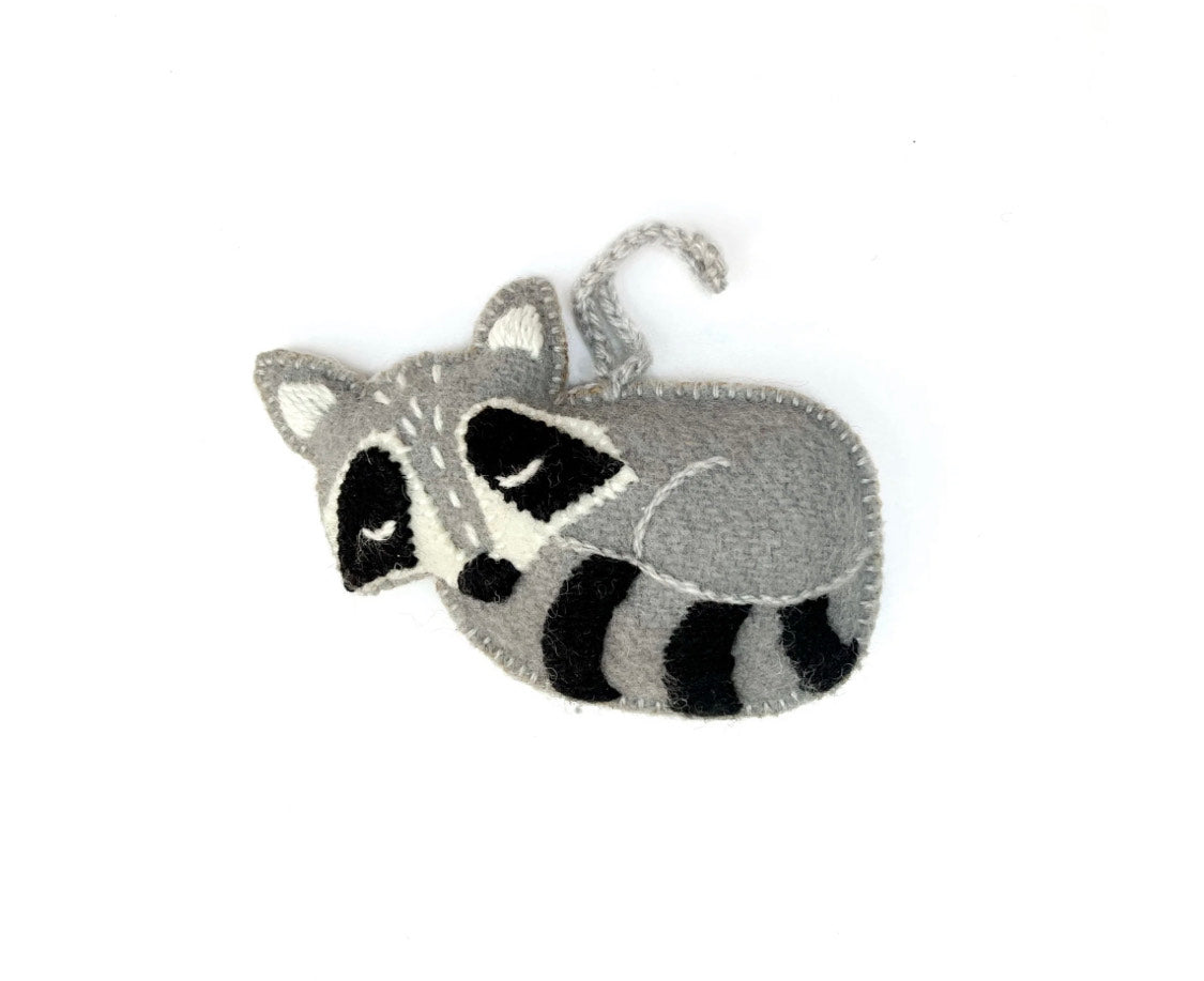 Raccoon Sleeping Embroidered Wool Ornament *Final Sale*