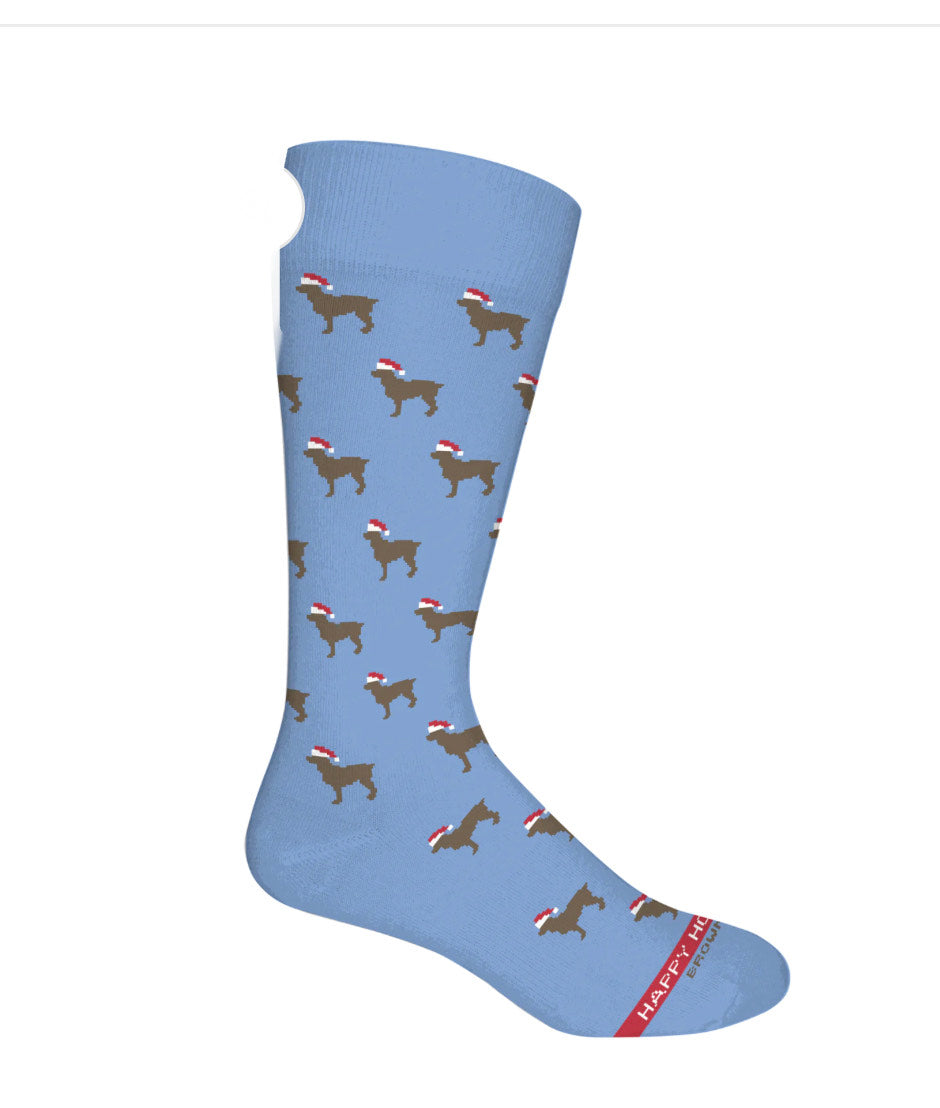 Brown Dog Socks - Howldays -Della Blue