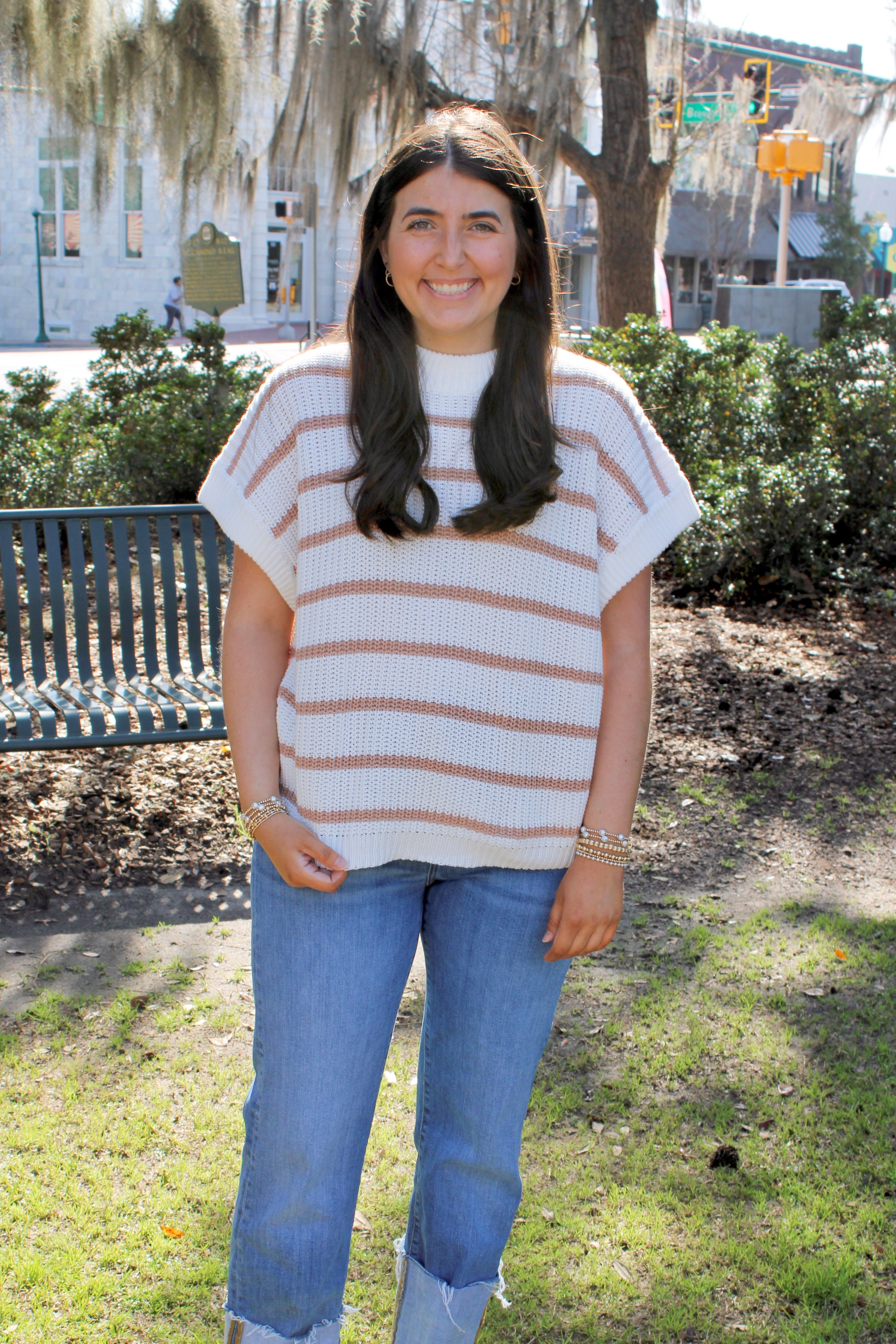 The Fairleigh Top (White/Natural tan)