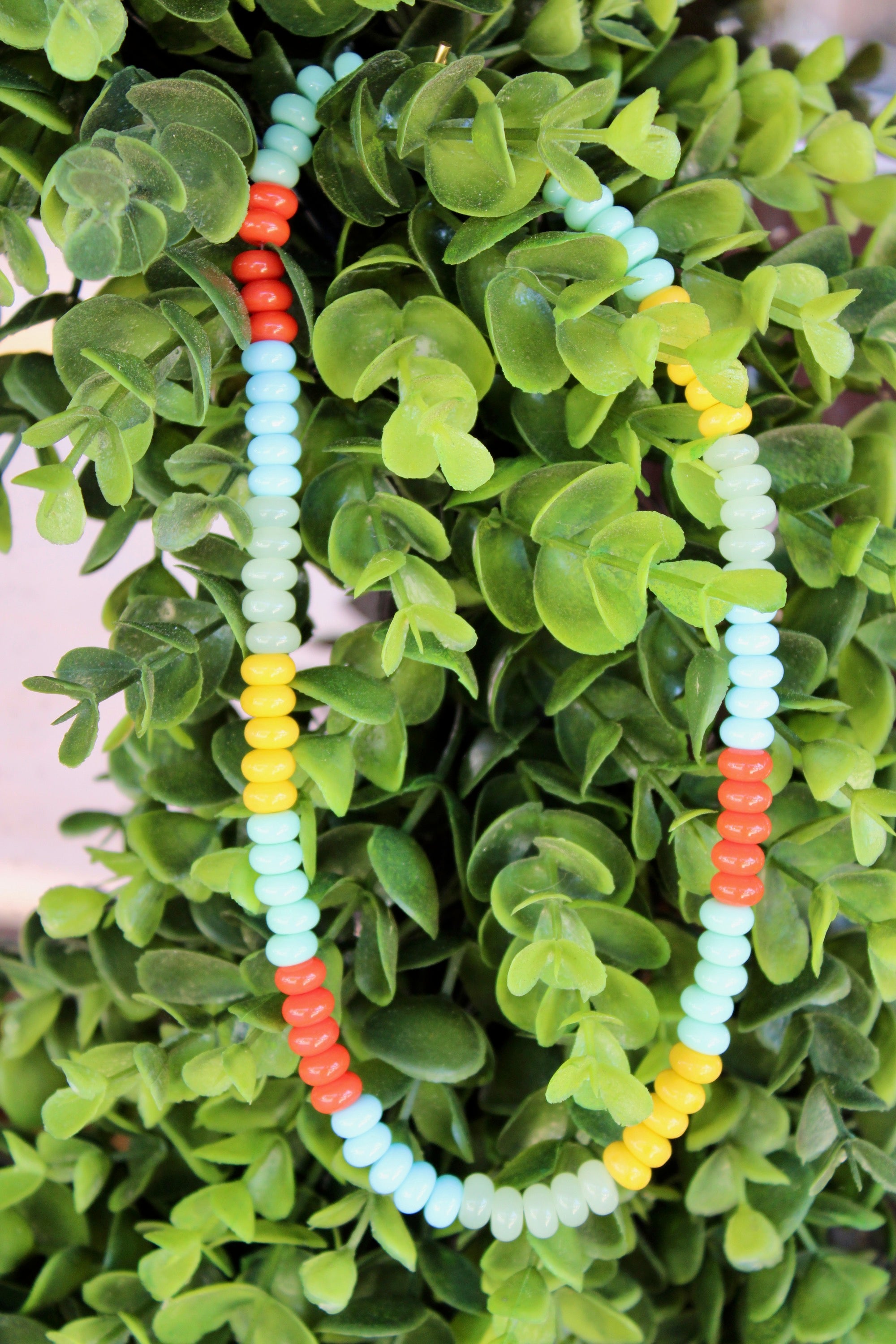 Stamped On Flint - Beaded Necklace (Yellow/Red/Blue)