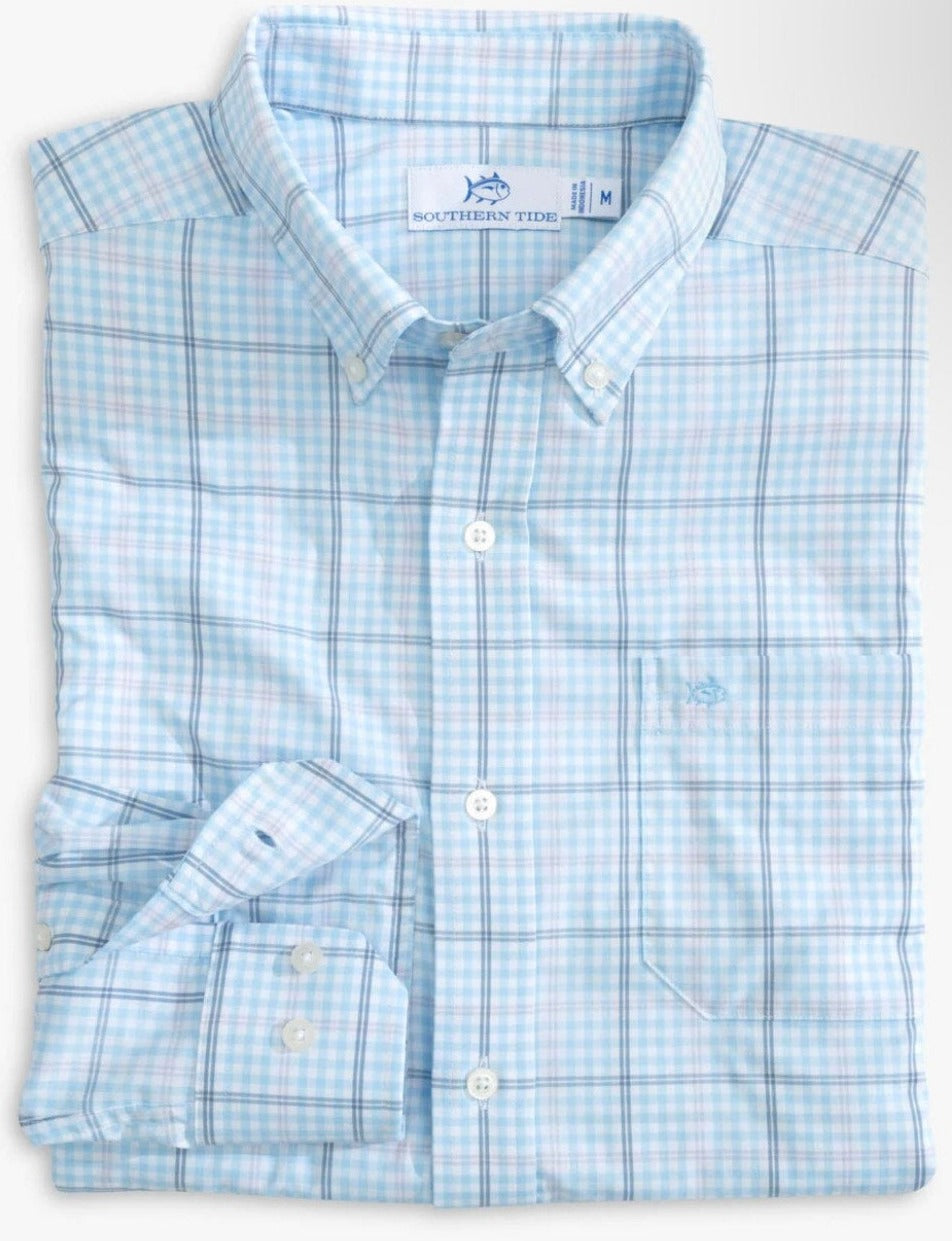 Southern Tide - brrr° Intercoastal Rainer Check Sport Shirt (Clearwater Blue)