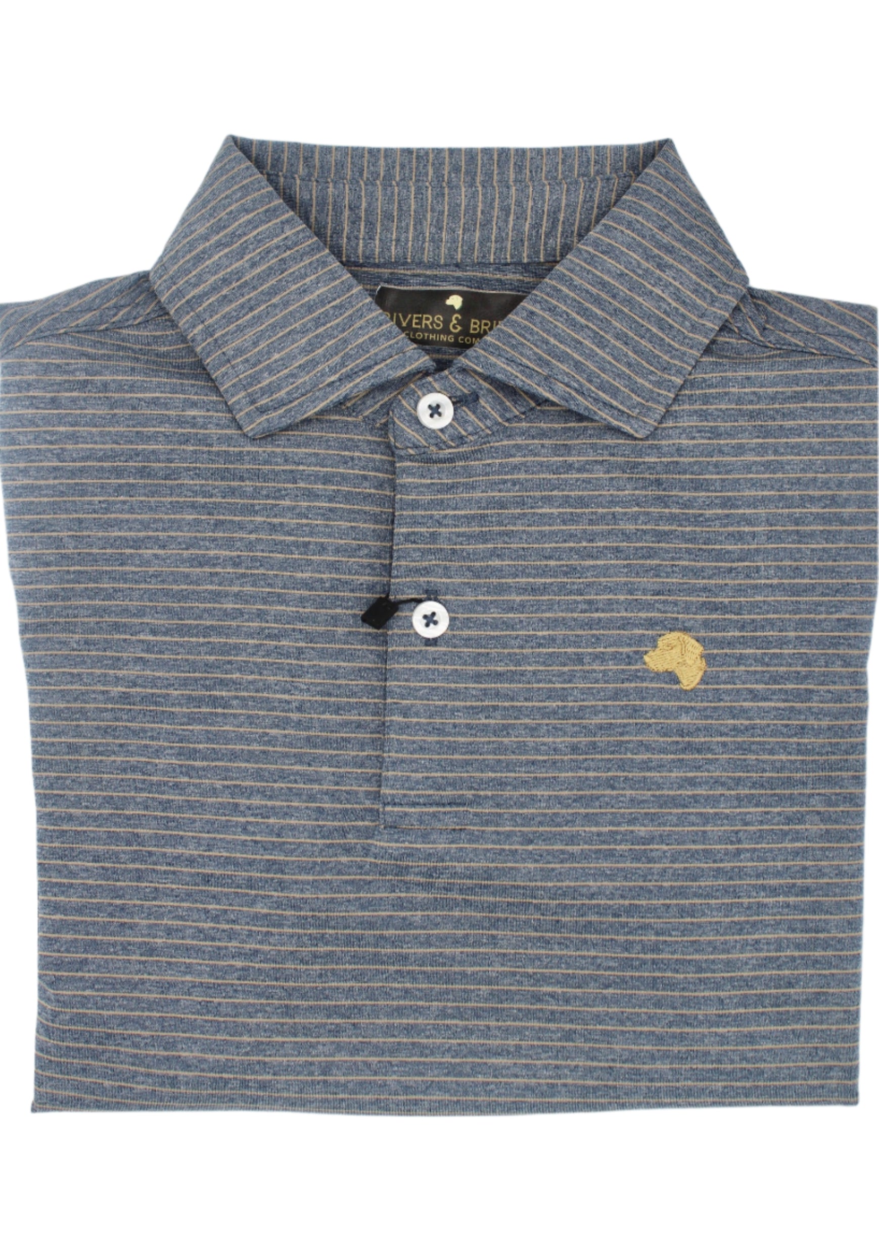 Rivers & Bridge Youth Performance Polo (Melange Navy/Khaki)