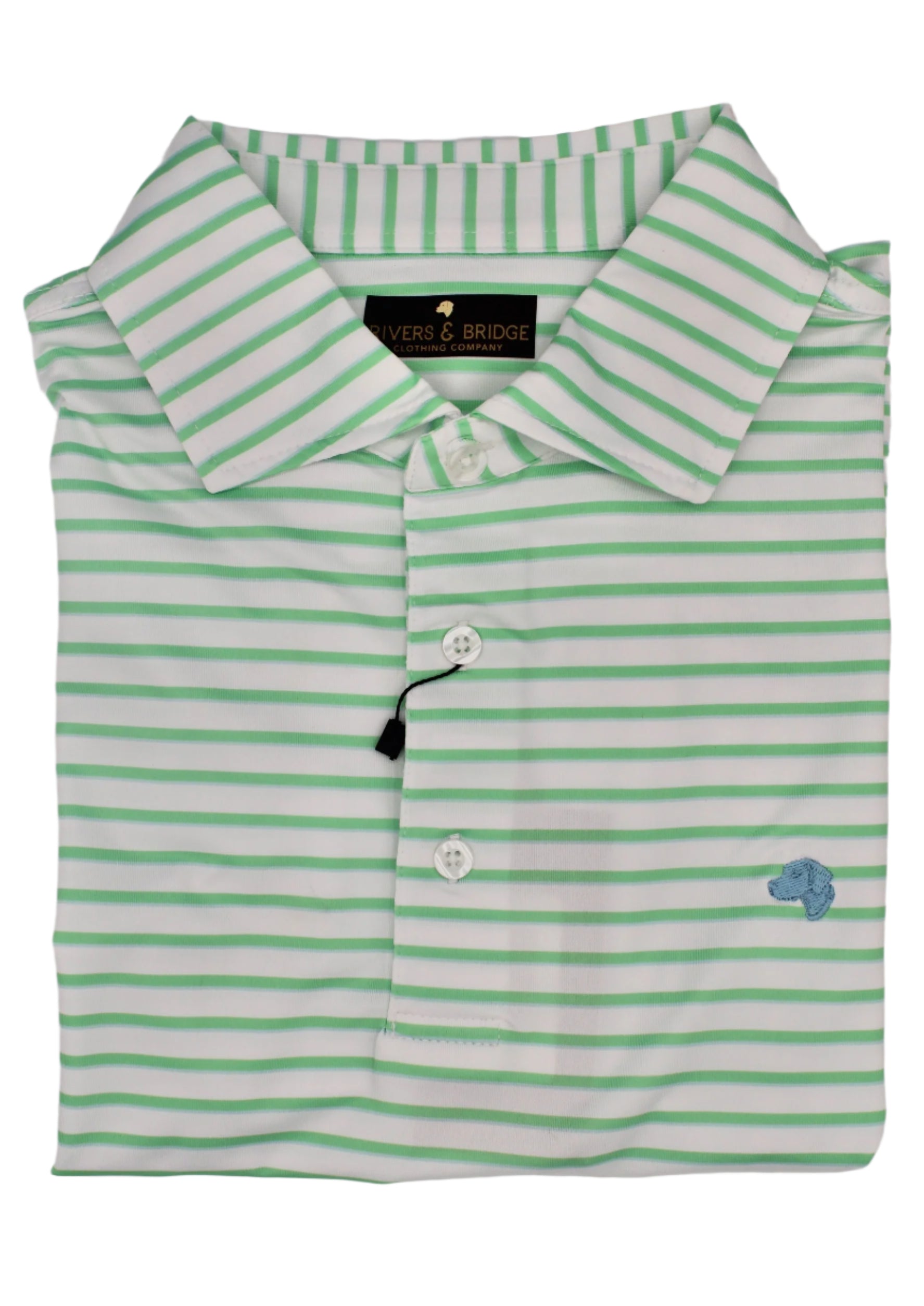 Rivers & Bridge Performance Polo (White/Lime/Light Blue)