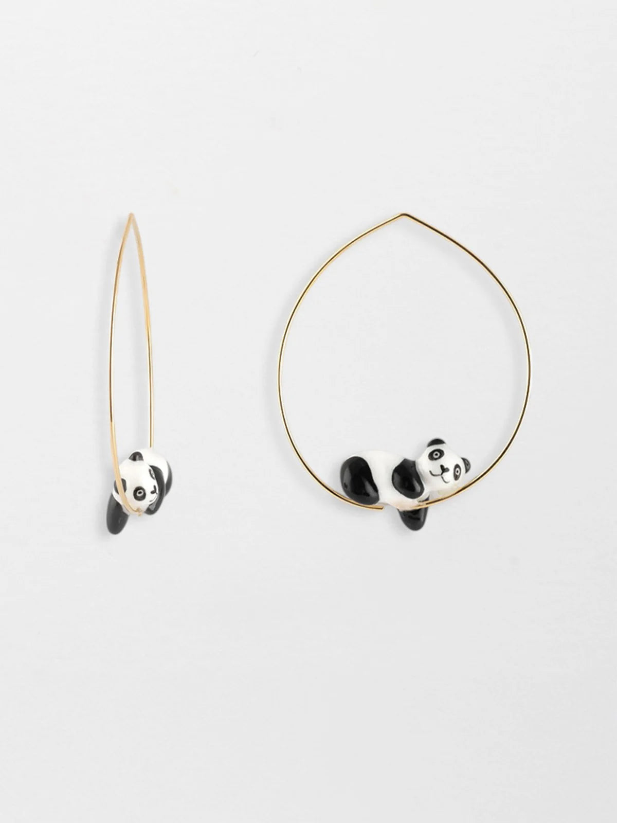 Nach - Small Sleeping Panda Hoop Earrings