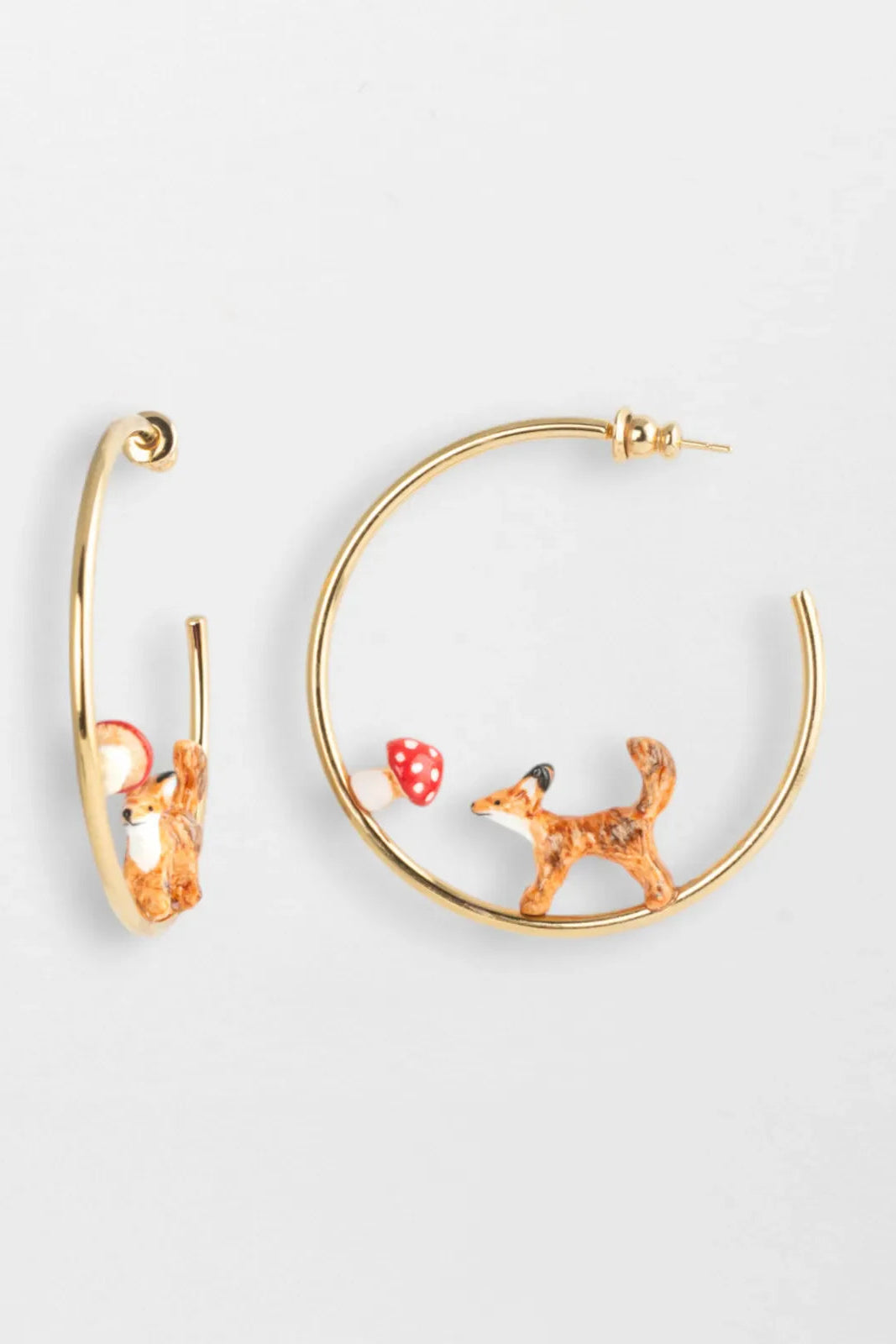 Nach - Fox & Mushroom Half-Moon Earrings