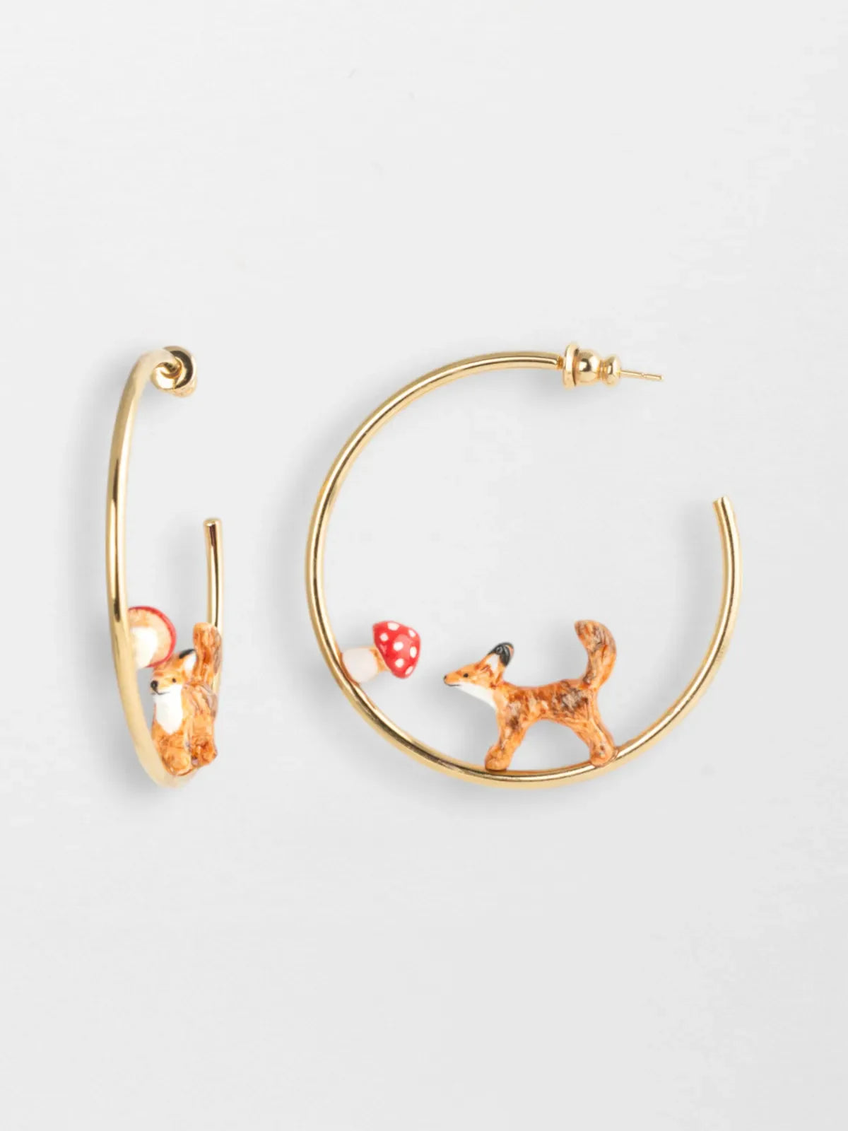 Nach - Fox & Mushroom Half-Moon Earrings