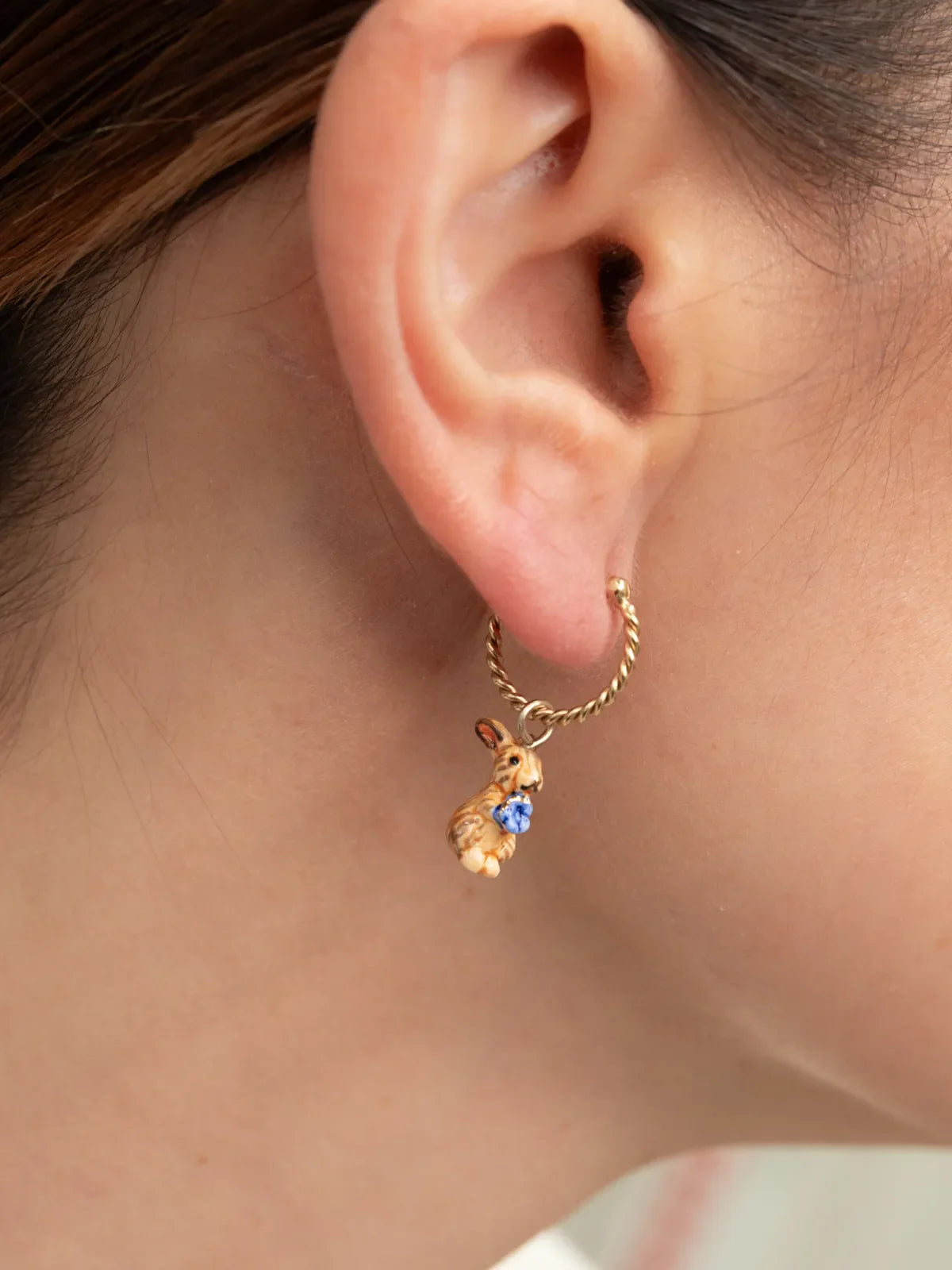 Nach - Brown Rabbit Mini Earrings