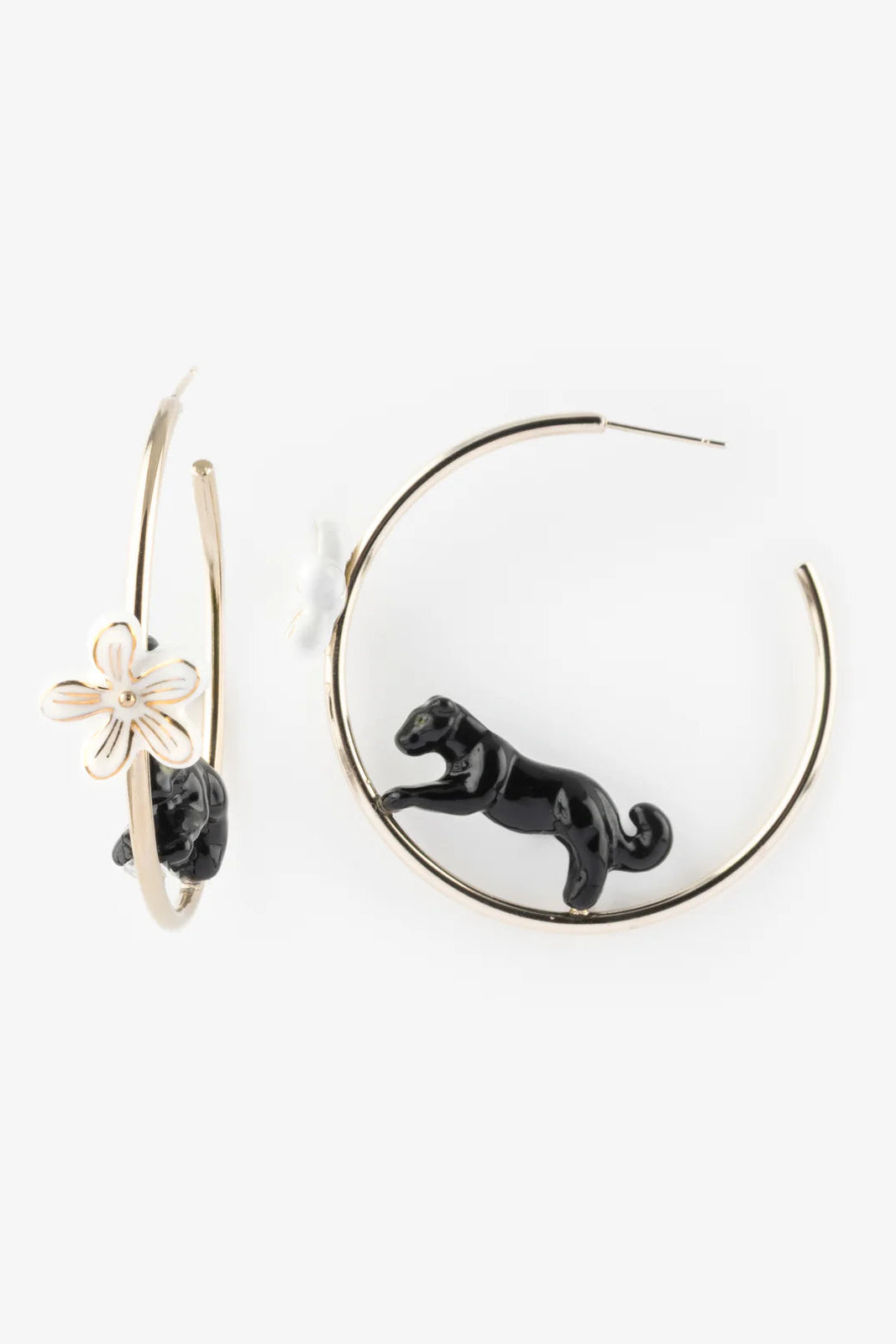 Nach - Leaping Black Panther Half-Moon Earrings