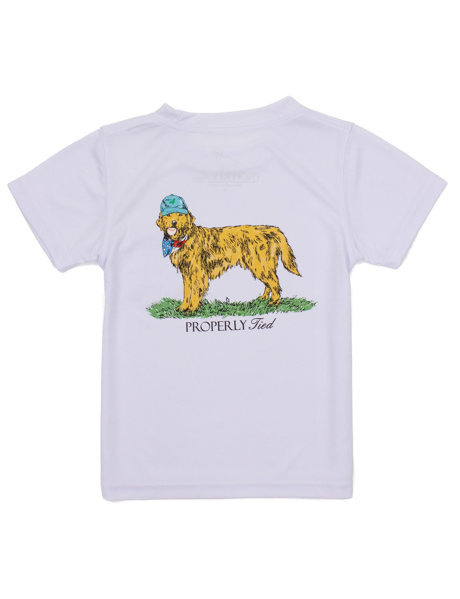 Properly Tied - Boys Performance Tee American Pup (White)