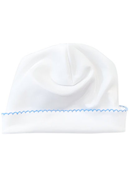 Picot Trim Hat (White/Blue)