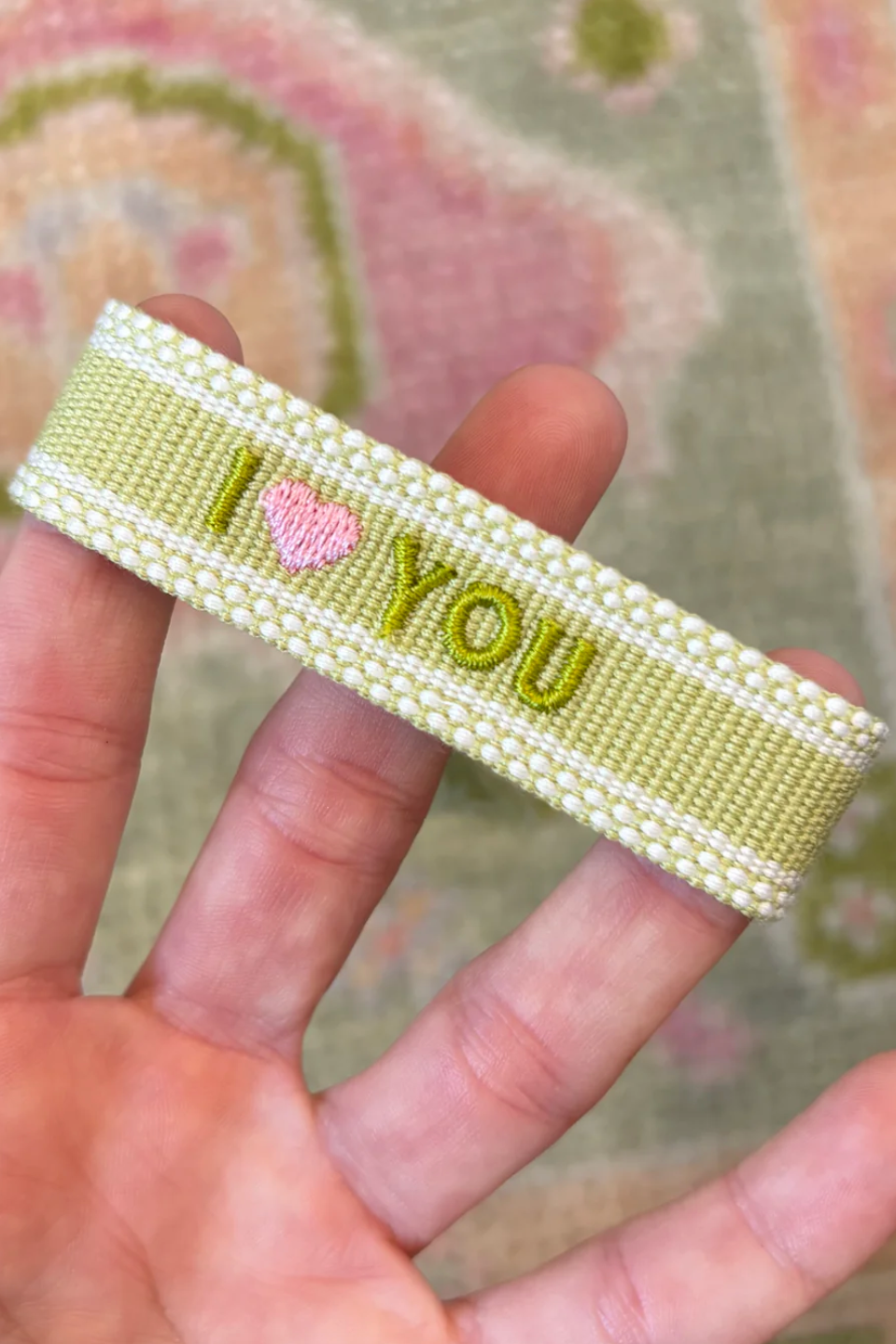 TKC - I heart YOU bracelet (green/pink)