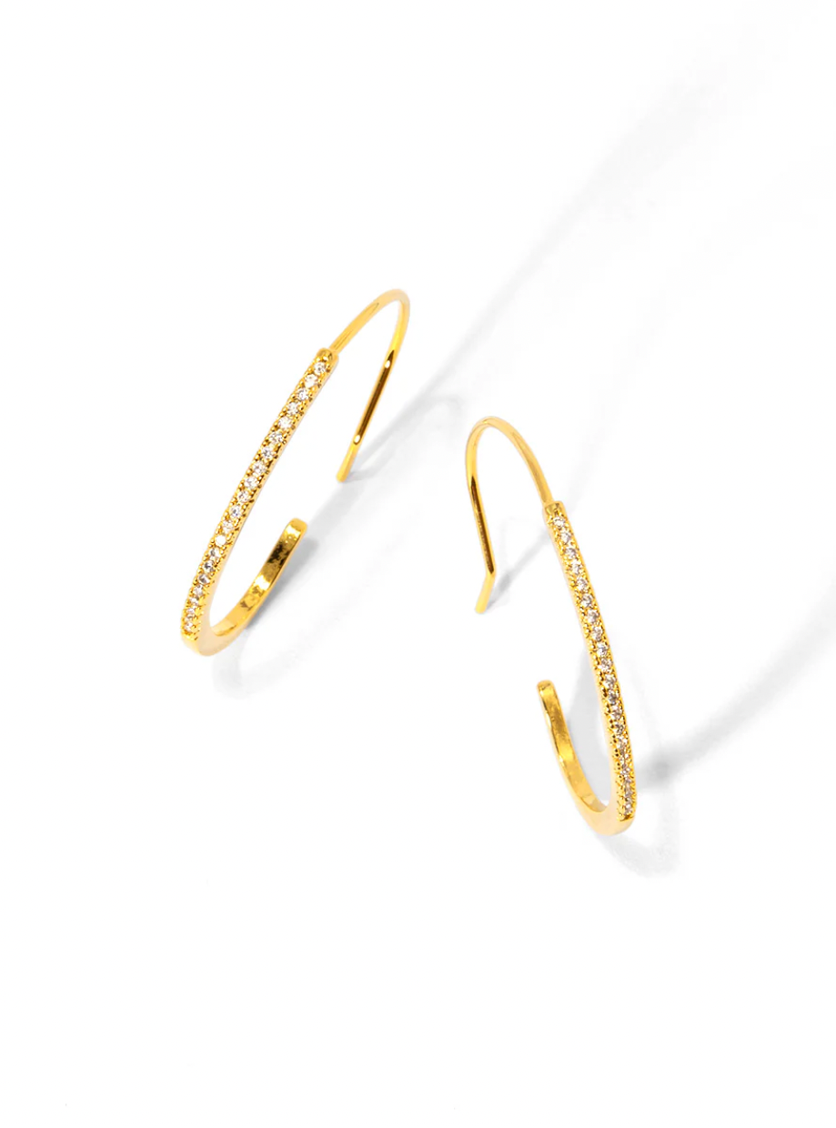 rho Slim Pave Hoop Earring - Gold