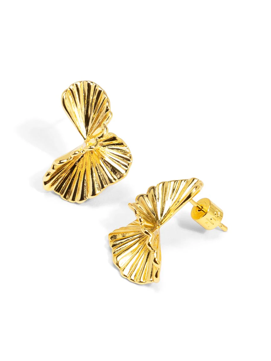 rho Ruffled Petal Statement Earring - Gold