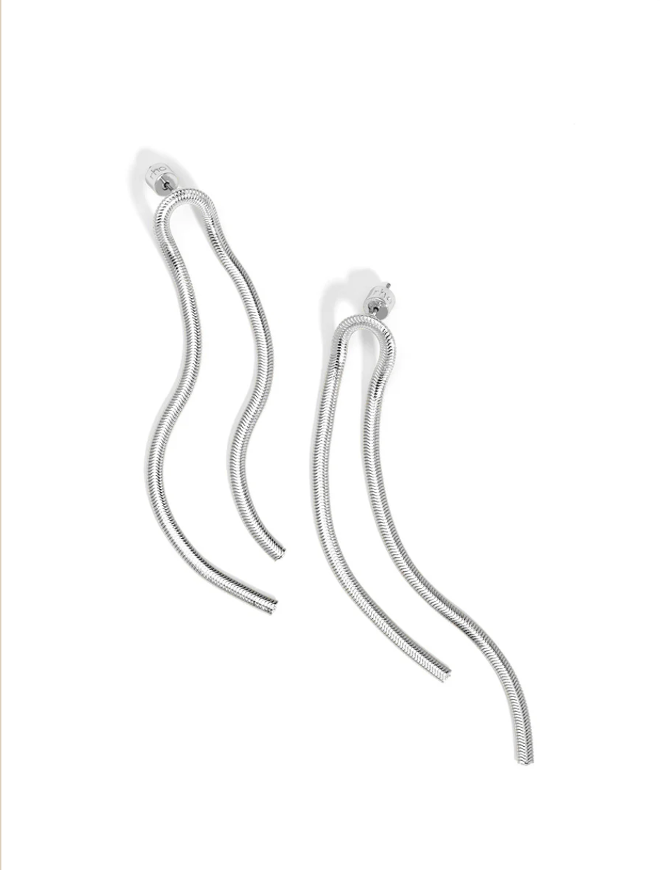 rho Arch Herringbone Drop Earring - Silver